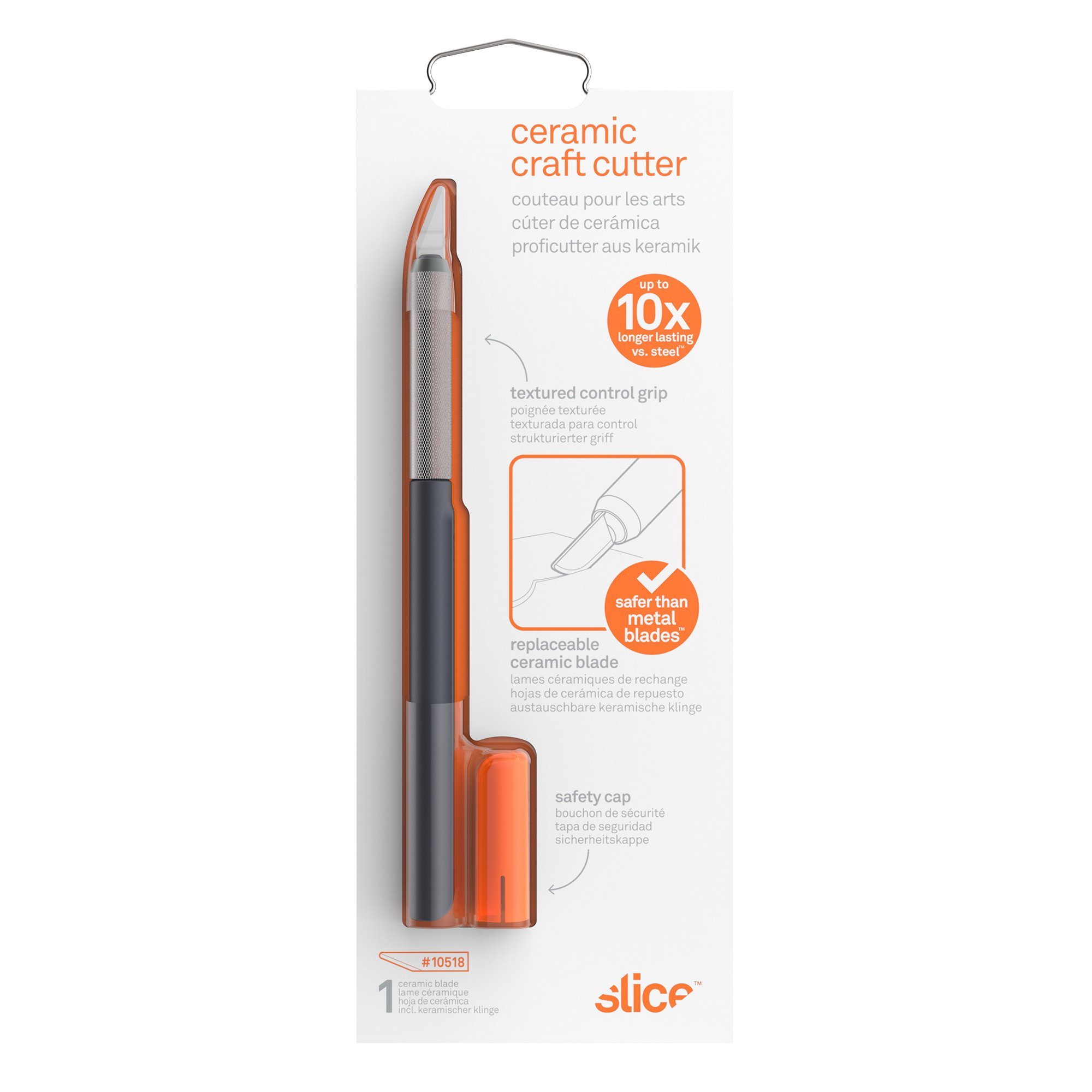 Slice 10548-CS Craft Knife - 12 Pack Non-Rusting Precision Cutting Tool with Finger-Friendly Edge, 11x Longer Lasting Than Metal Blades - Ideal for DIY Crafts, Scrapbooking & Office Use