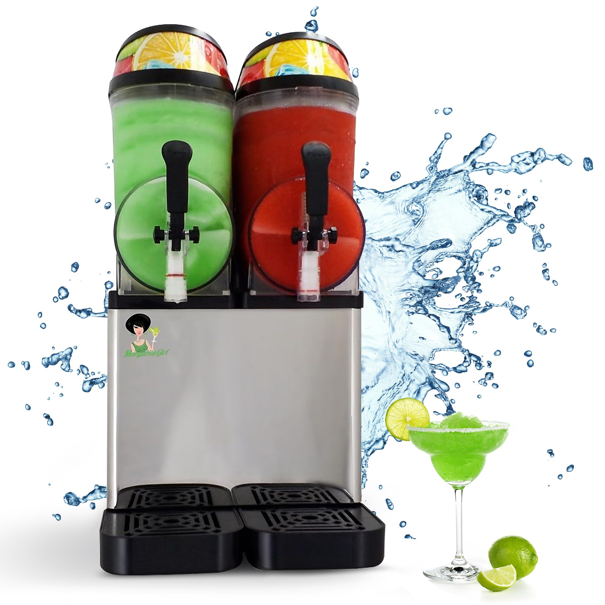Commercial Slushie Machine - Dual 3.2 Gallon Frozen Drink Maker for Margaritas, Smoothies & Cocktails | Professional Slushy Machine for Home Bars, Restaurants, Parties & Events | Makes 100 Cups | Perfect for Summer BBQs, Pool Parties & Business Use