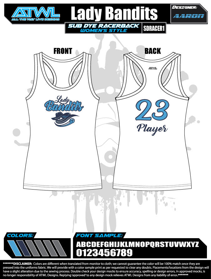 Lady Bandits Women's Alternate Sublimated Dye Jerseys - Breathable & Lightweight Sports Jersey for Softball, Baseball & Outdoor Activities