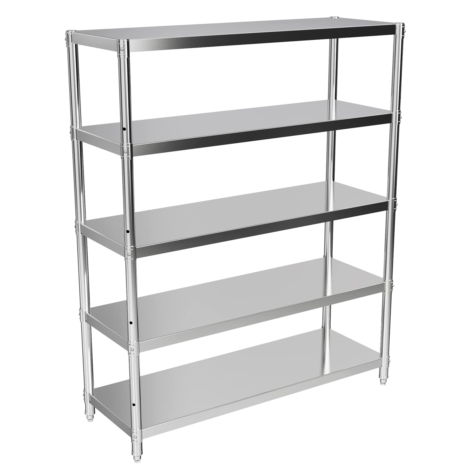 5-Tier Adjustable Stainless Steel Storage Shelf - Heavy Duty Metal Shelving Unit for Kitchen, Office, Garage - 47