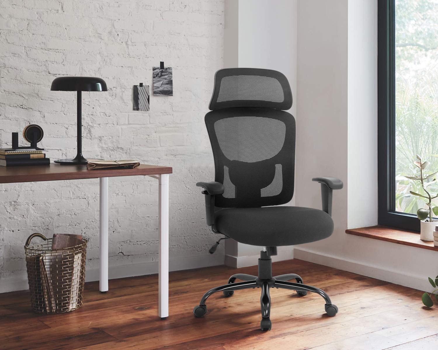 Big and Tall Office Chair - Ergonomic Executive Desk Chair with Lumbar Support, 400lbs Weight Capacity, Adjustable Armrest & Headrest, High Back Mesh Computer Chair for Home & Office (Black) - Perfect for Long Work Hours and Comfortable Seating