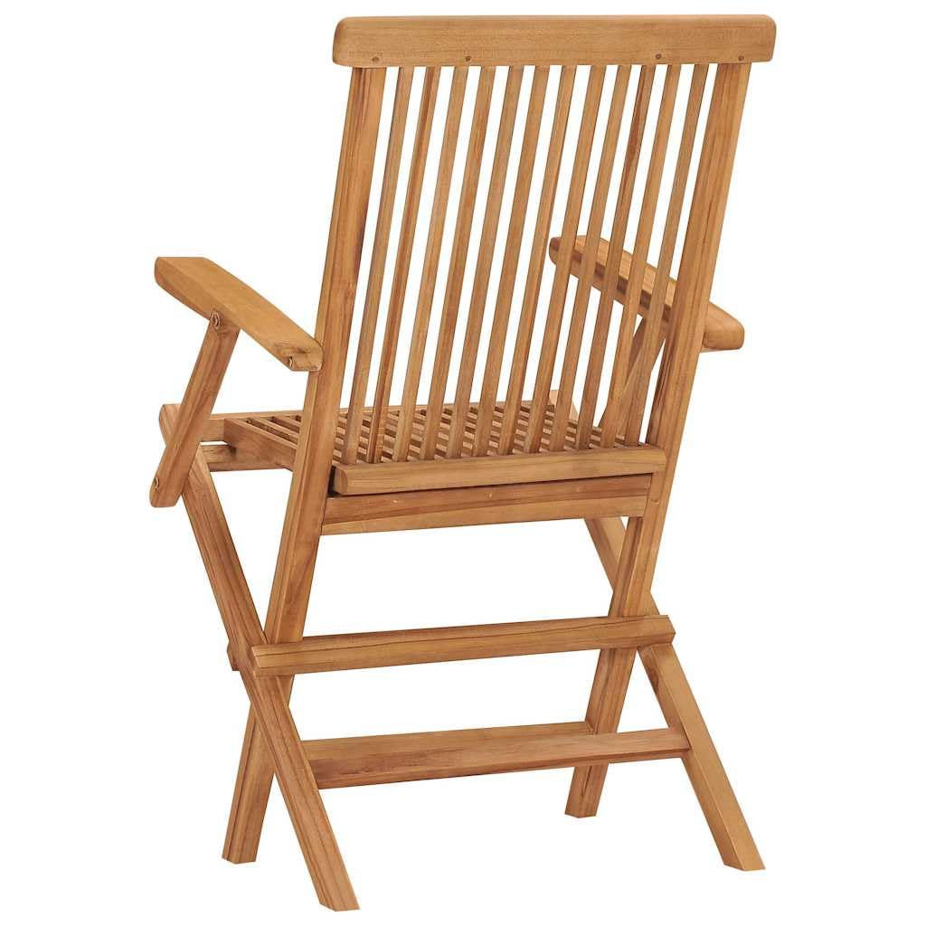 2-Pack vidaXL Folding Teak Wood Patio Chairs with Armrests - Outdoor Garden Dining, Camping & Beach Seating - Stable Foldable Design for Easy Storage - Perfect for Backyard, Deck & Poolside Relaxation