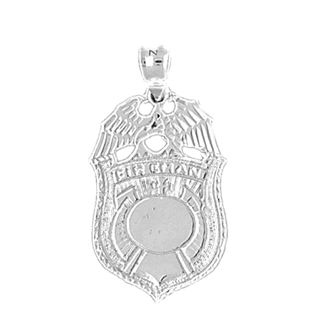 925 Sterling Silver Fireman Badge Pendant - 30mm Police & Firefighter Jewelry Gift for Men - Perfect for Duty, Promotions & Special Occasions