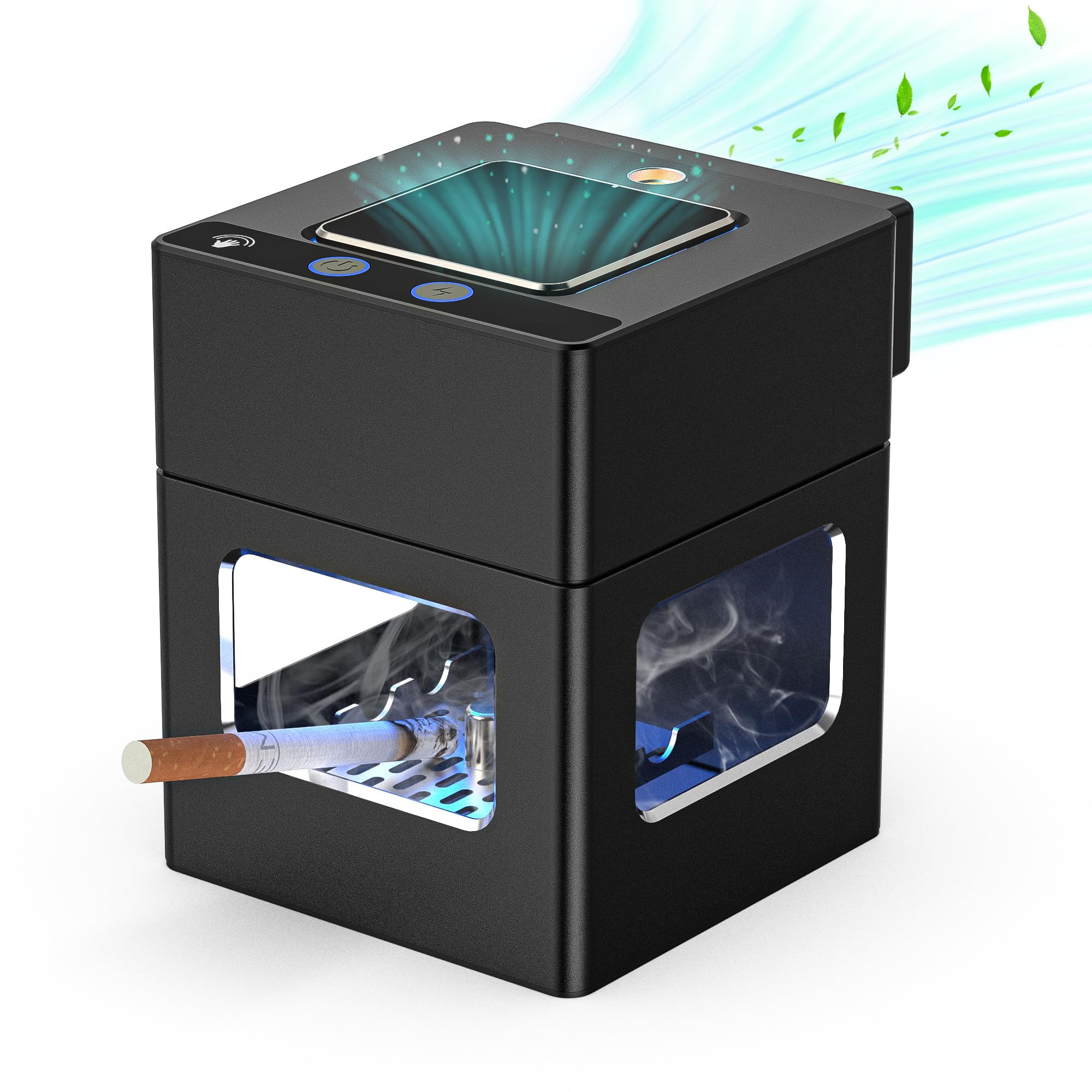 Smart Touchless Smokeless Ashtray with HEPA Filter & Built-in Lighter - USB Rechargeable Indoor/Outdoor Air Purifier for Home, Office, Car | Perfect for Smoking Areas, Bedrooms & Outdoor Gatherings
