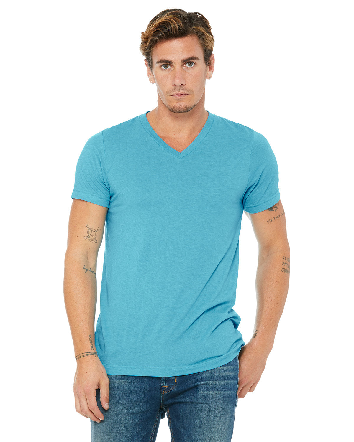 Bella + Canvas 3415C Unisex Triblend V-Neck T-Shirt - Soft Comfortable Tee for Men & Women - Perfect for Casual Wear, Gym, and Everyday Outfits
