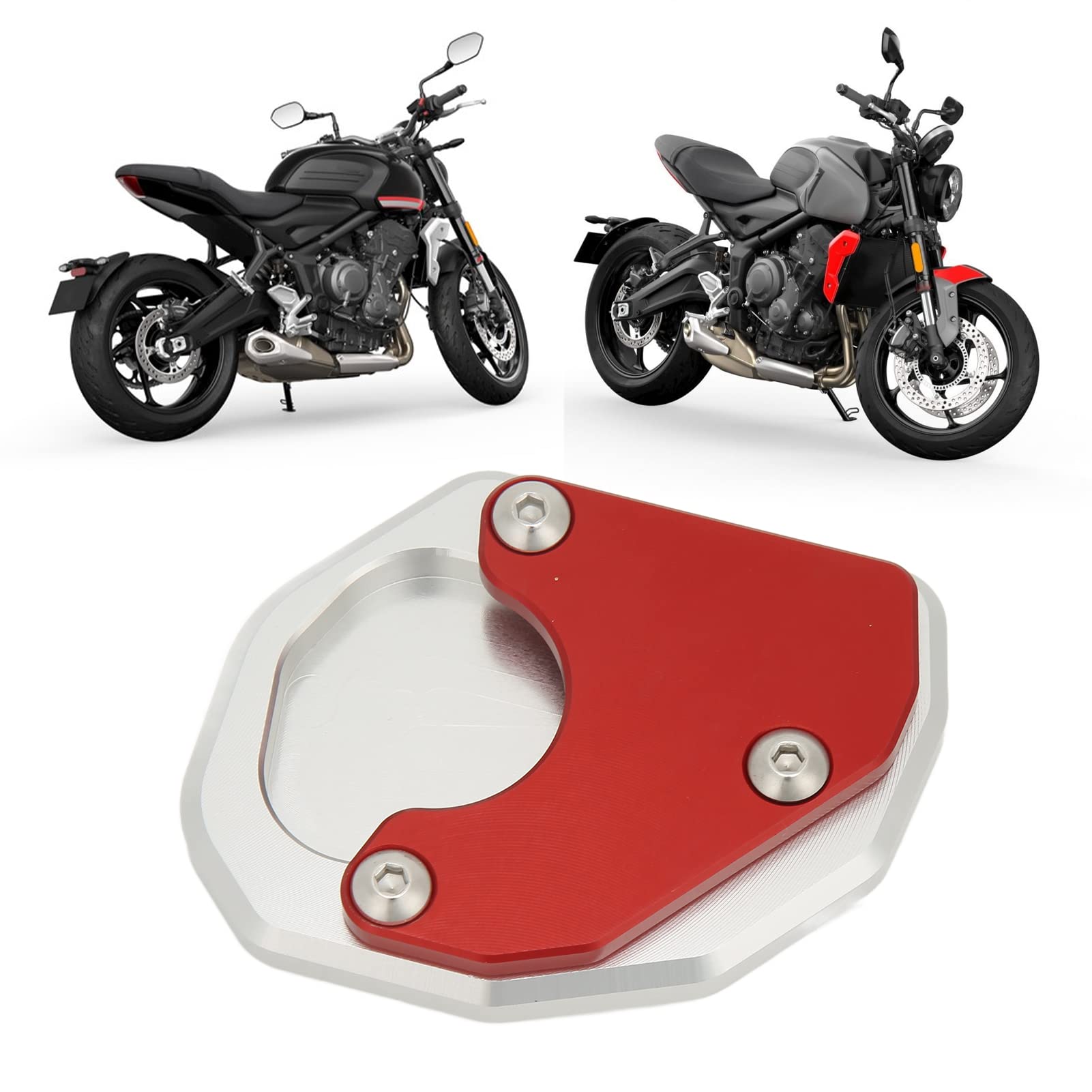 Motorcycle Kickstand Pad Extender - Aluminum Alloy Base Enlarger Plate for 2021+ KTM 660 (Red) | Prevents Sinking on Soft Ground, Ideal for Dirt Bikes & Off-Road Riding