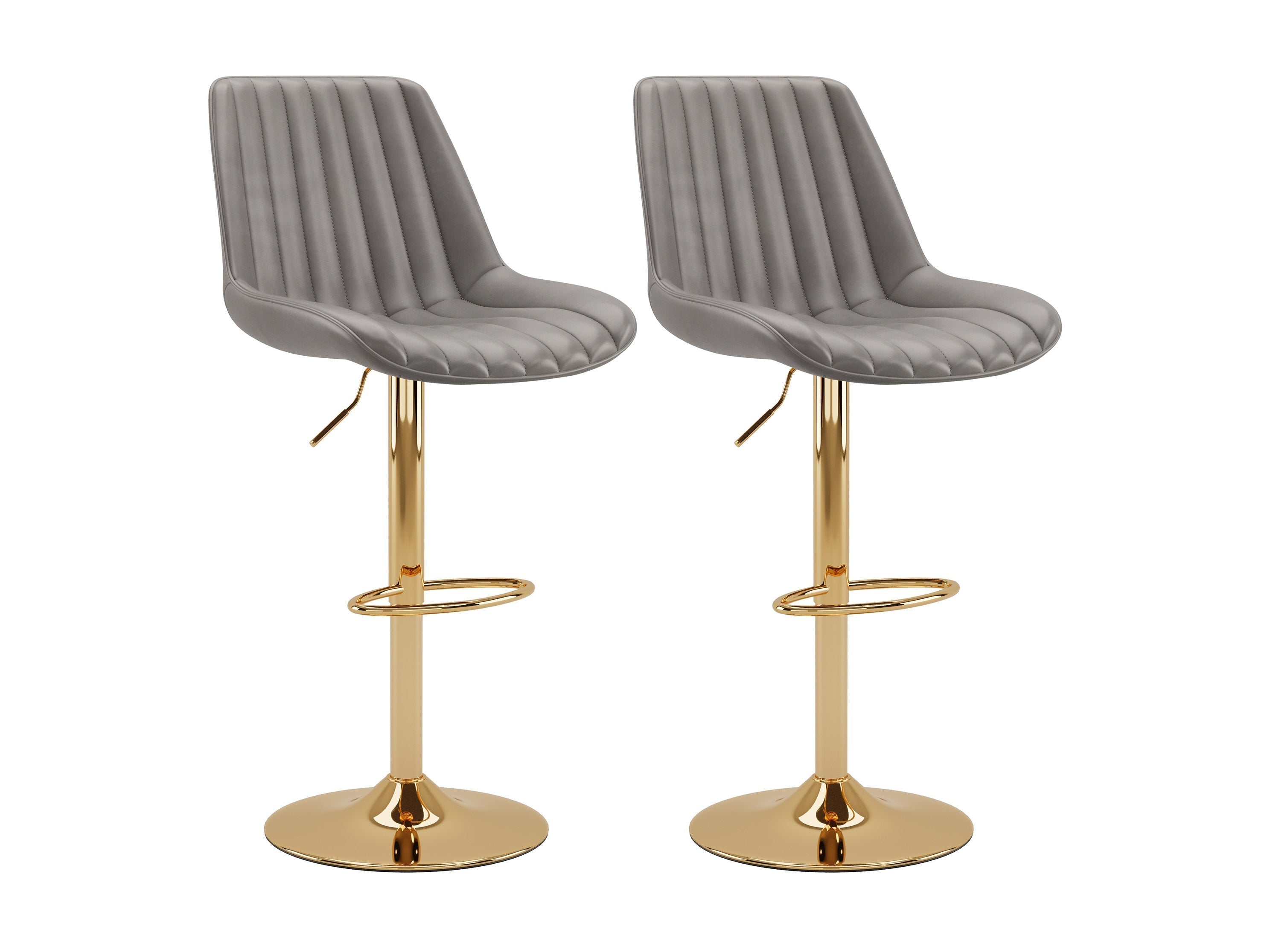24K Gold Bar Stools Set of 2 - Modern Counter Height Swivel Stools with Adjustable Height & Padded Seat - Perfect for Kitchen Island, Breakfast Bar & Home Decor