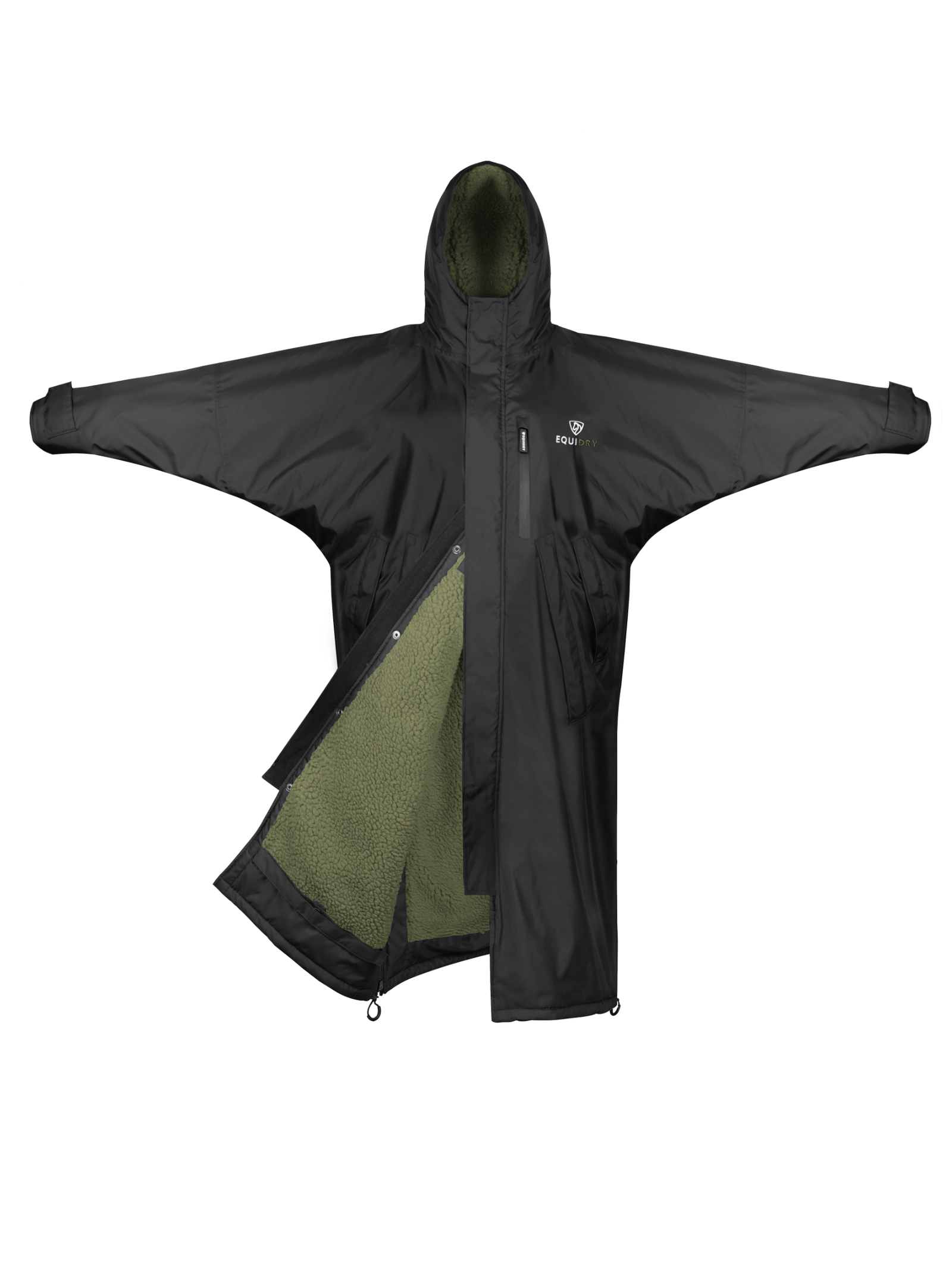 Evolution Kids' Thick Fleece Hooded Jacket - Black/Olive - Warm & Cozy Winter Outerwear for Boys & Girls