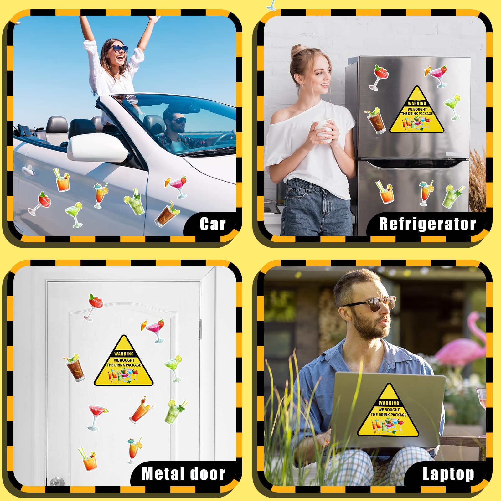 13 Pcs Tropical Drink Cruise Door Magnets - Personalized Funny Magnetic Decor for Carnival, Birthday & Cruise Ships (Warning Cocktail Design) - Perfect for Summer Parties, Themed Events & Cabin Decorations