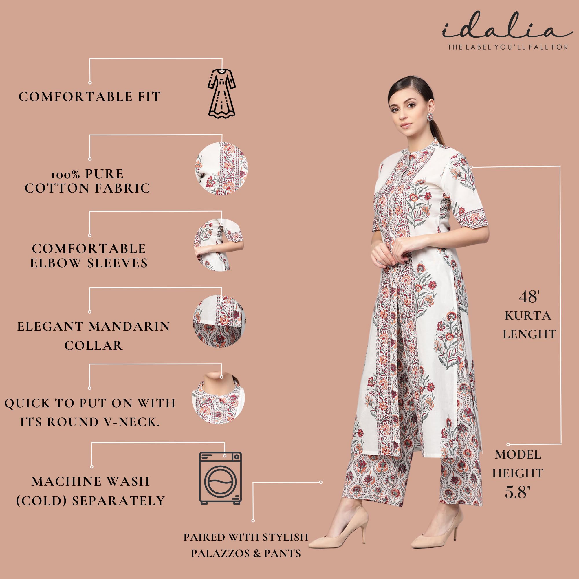 Women's White Floral Embroidered Cotton Kurta Set with Dupatta & Printed Palazzo Pants - Indian Ethnic Wear for Festivals, Weddings & Casual Outfits