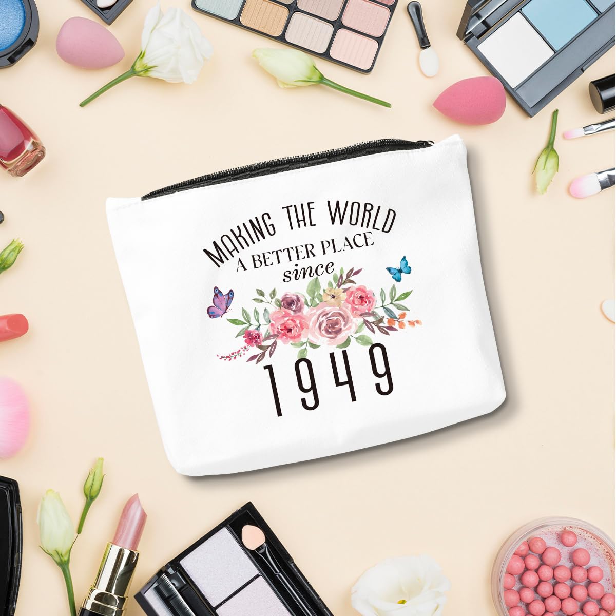 75th Birthday Gifts for Women - Funny Makeup Bag & Cosmetic Pouch | Perfect 75 Year Old Birthday Present & Anniversary Gift Idea | Great for Travel, Spa Days & Party Decorations