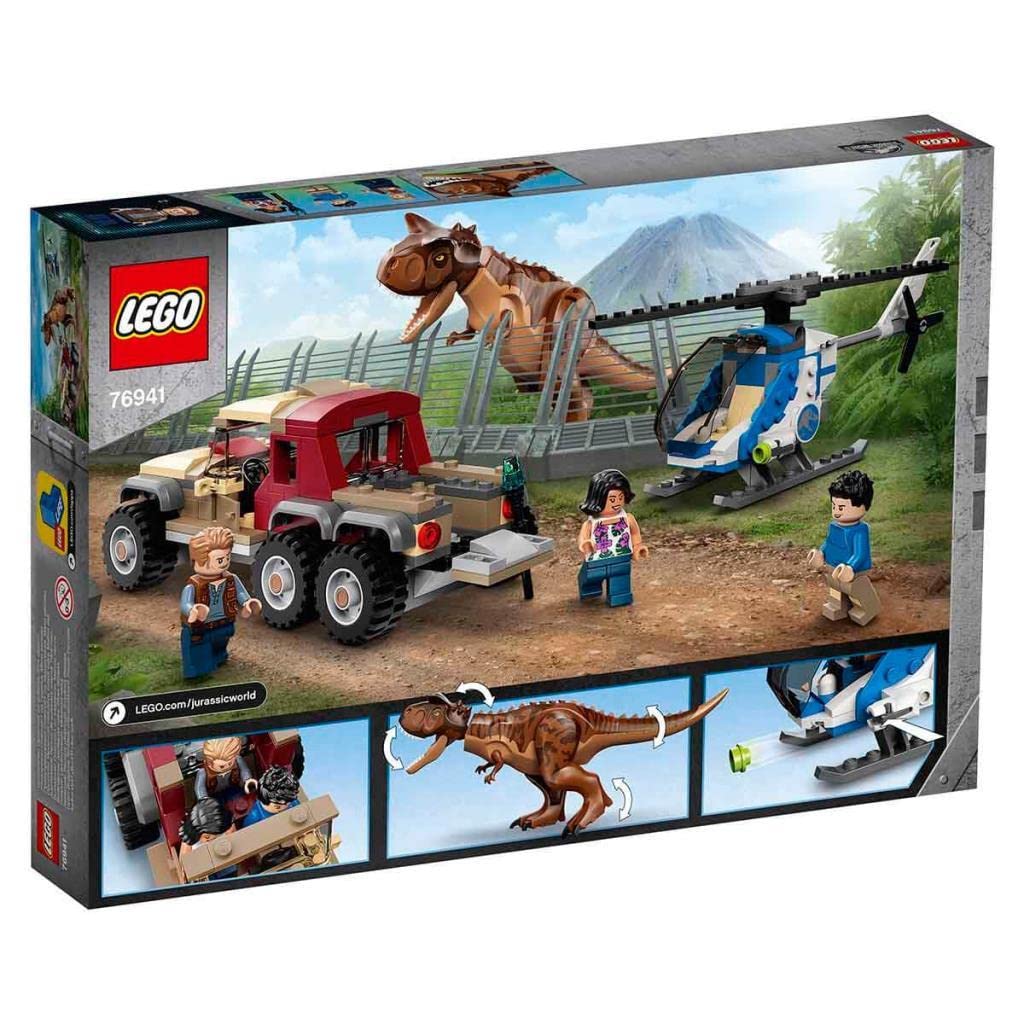LEGO 76941 Jurassic World Carnotaurus Dinosaur Toy Building Set with Helicopter & Car, Dino Construction Kit for Kids Ages 7+ - Perfect for Jurassic World Fans, Creative Play & STEM Learning