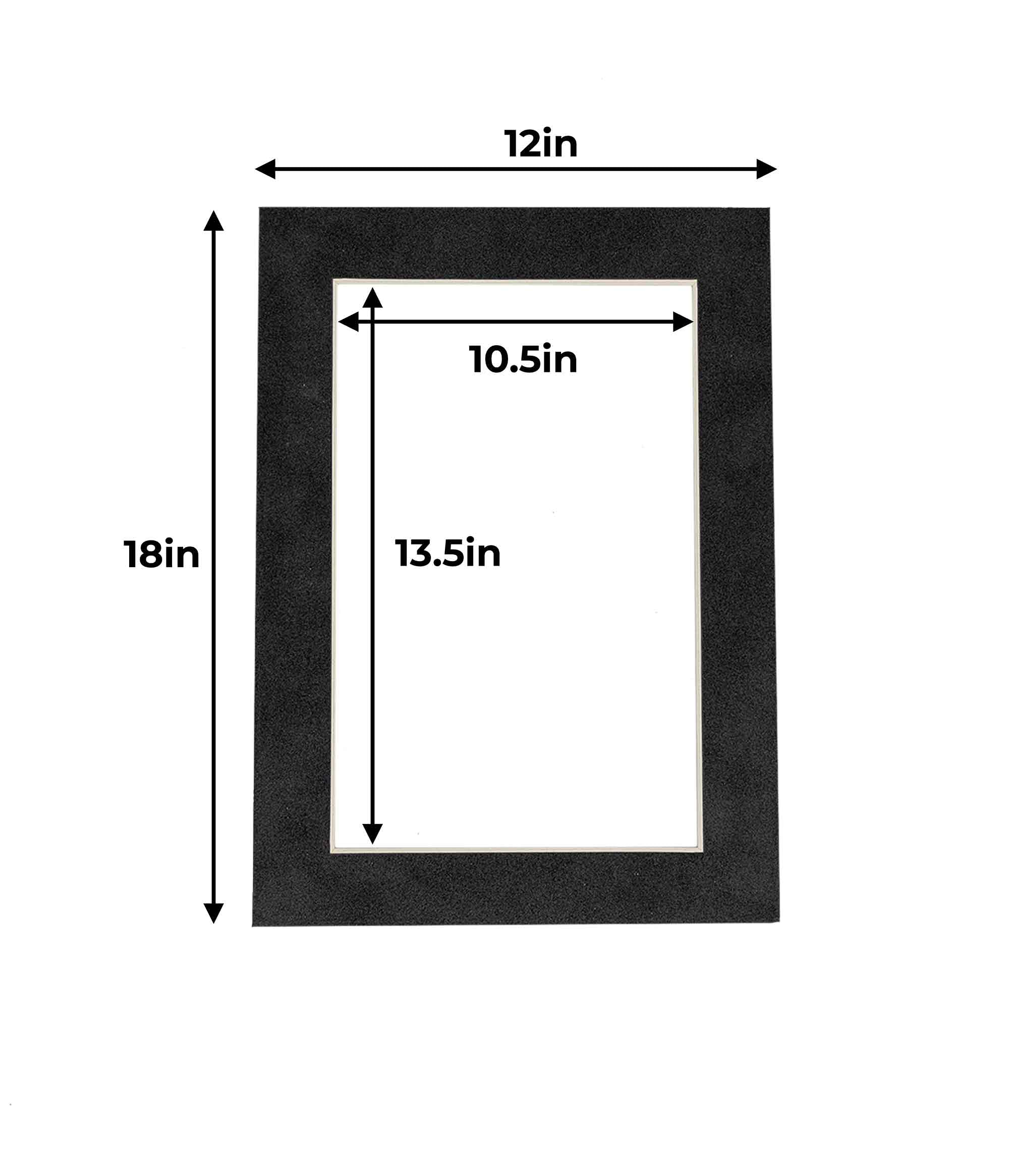 12x18 Inch Dark Grey Suede Picture Matboard - Precut Acid-Free Bevel Cut Mats for 11x14 Photos (Pack of 10) - Perfect for Framing Artwork, Displaying Photographs, and Enhancing Home Decor