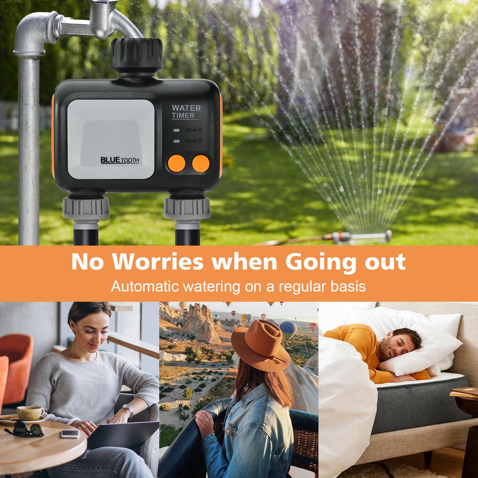 Smart WiFi Water Timer for Garden Hose - 2 Zone Sprinkler Timer with WiFi Hub & Rain Delay - Alexa Compatible Irrigation Controller for Lawns & Gardens - Perfect for Automated Watering & Smart Home Integration
