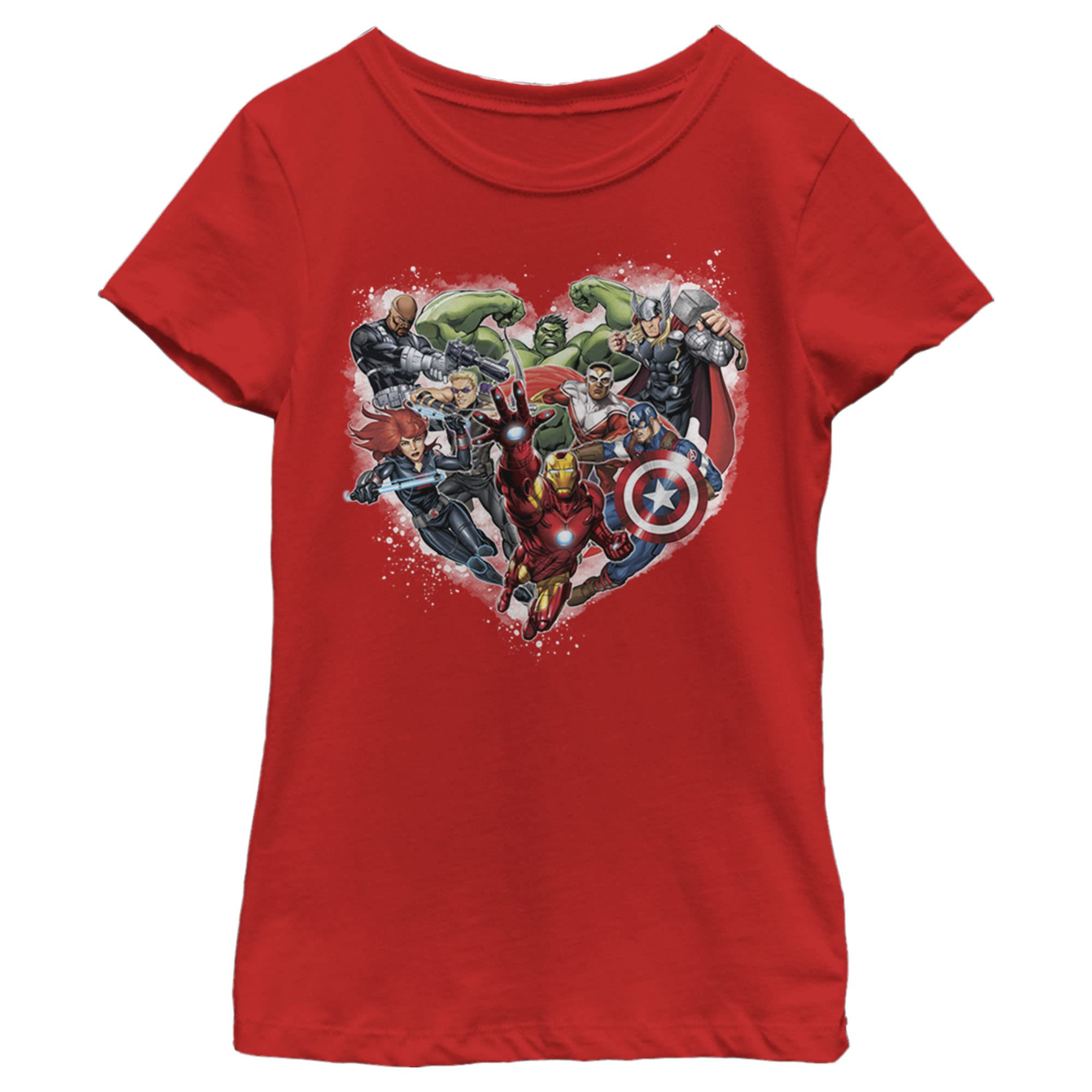 Marvel Avengers Heart Graphic T-Shirt for Girls | Superhero Cotton Tee | Casual Wear & Cosplay
