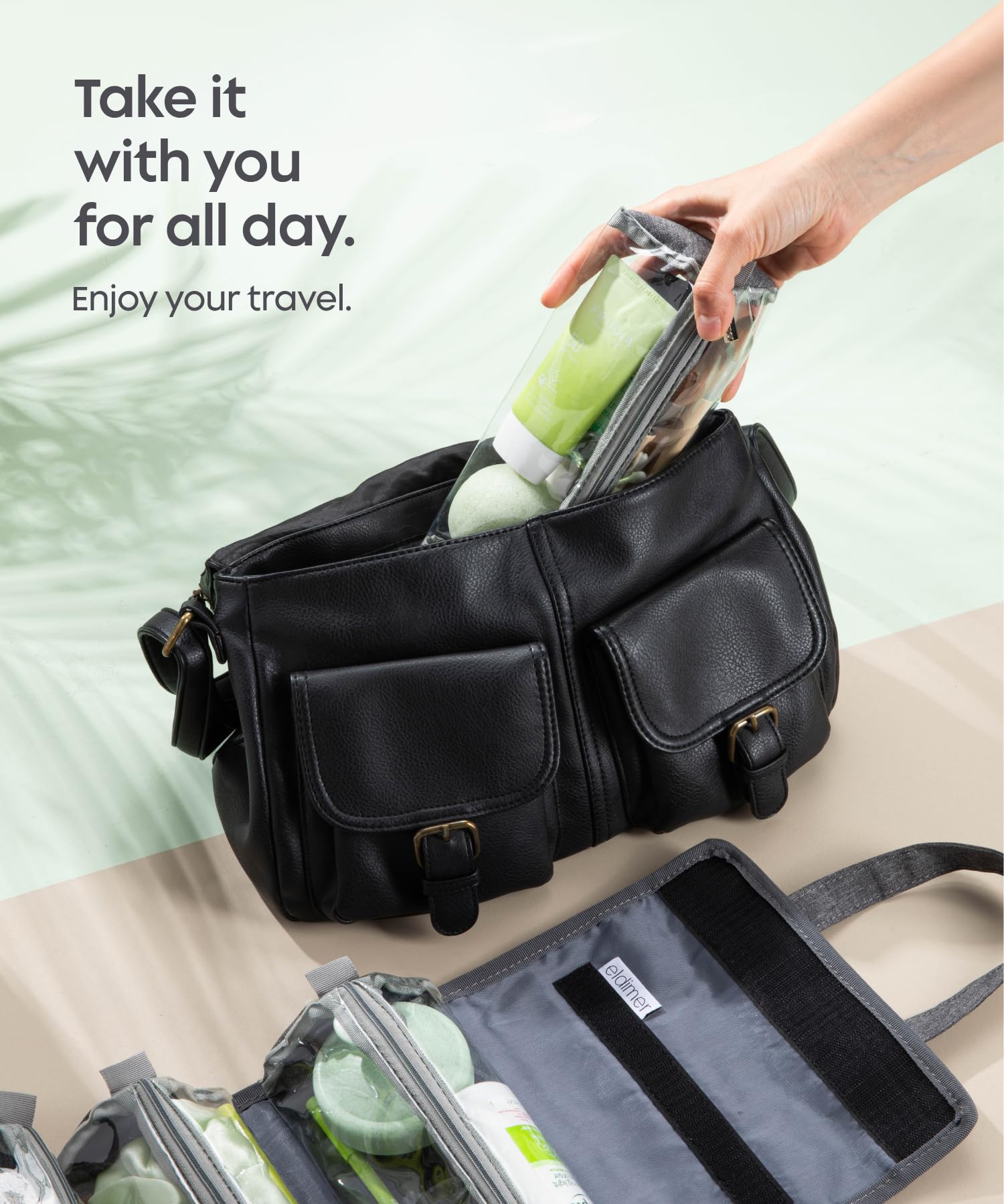 Compact Hanging Toiletry Bag for Women Travel - 4 Removable Compartments - Perfect for Makeup & Medicine - TSA Approved