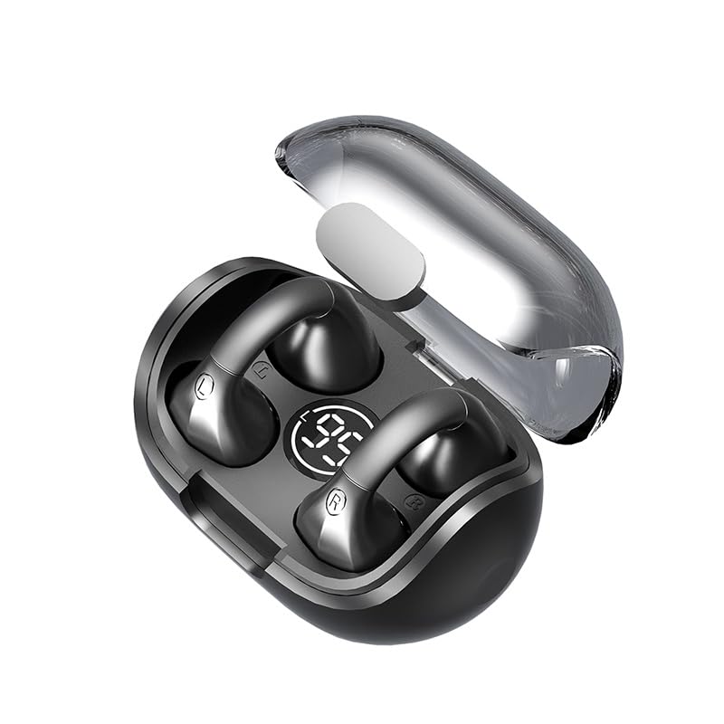 Wireless Clip-On Open Ear Headphones with Bone Conduction Technology - Bluetooth Earbuds for Running, Cycling & Outdoor Sports