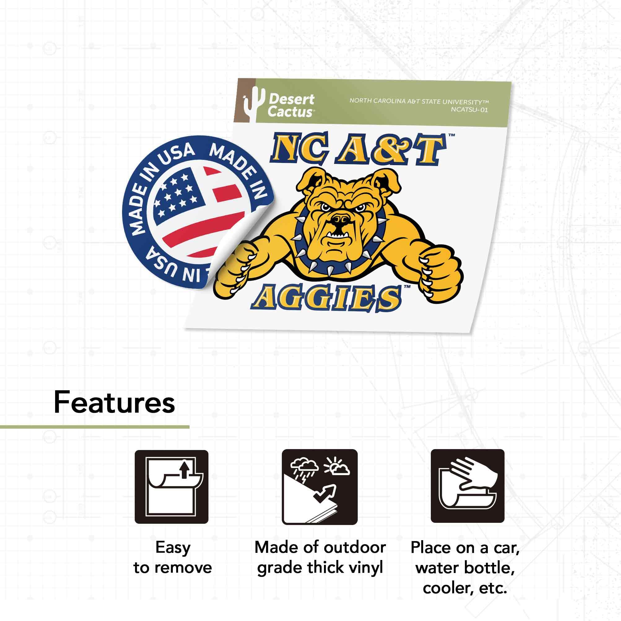 Desert Cactus NC A&T State University HBCU Aggies Vinyl Decal Sticker - Laptop, Water Bottle, Car, Scrapbook Decor - Perfect for School Spirit, Gifts & College Pride Accessories