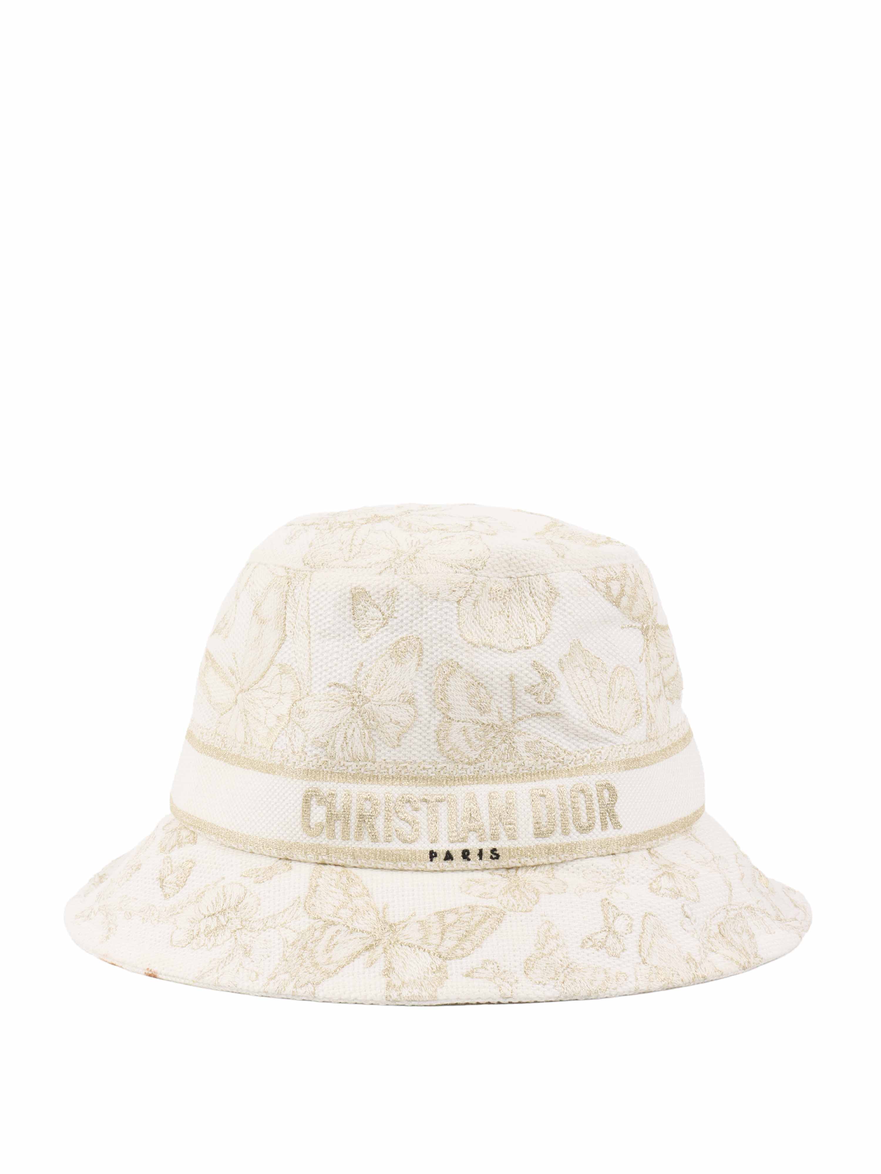 Dior Gold & White Bucket Hat for Women - Fashion Luxury Sun Hat for Summer Beach, Travel & Outdoor Activities