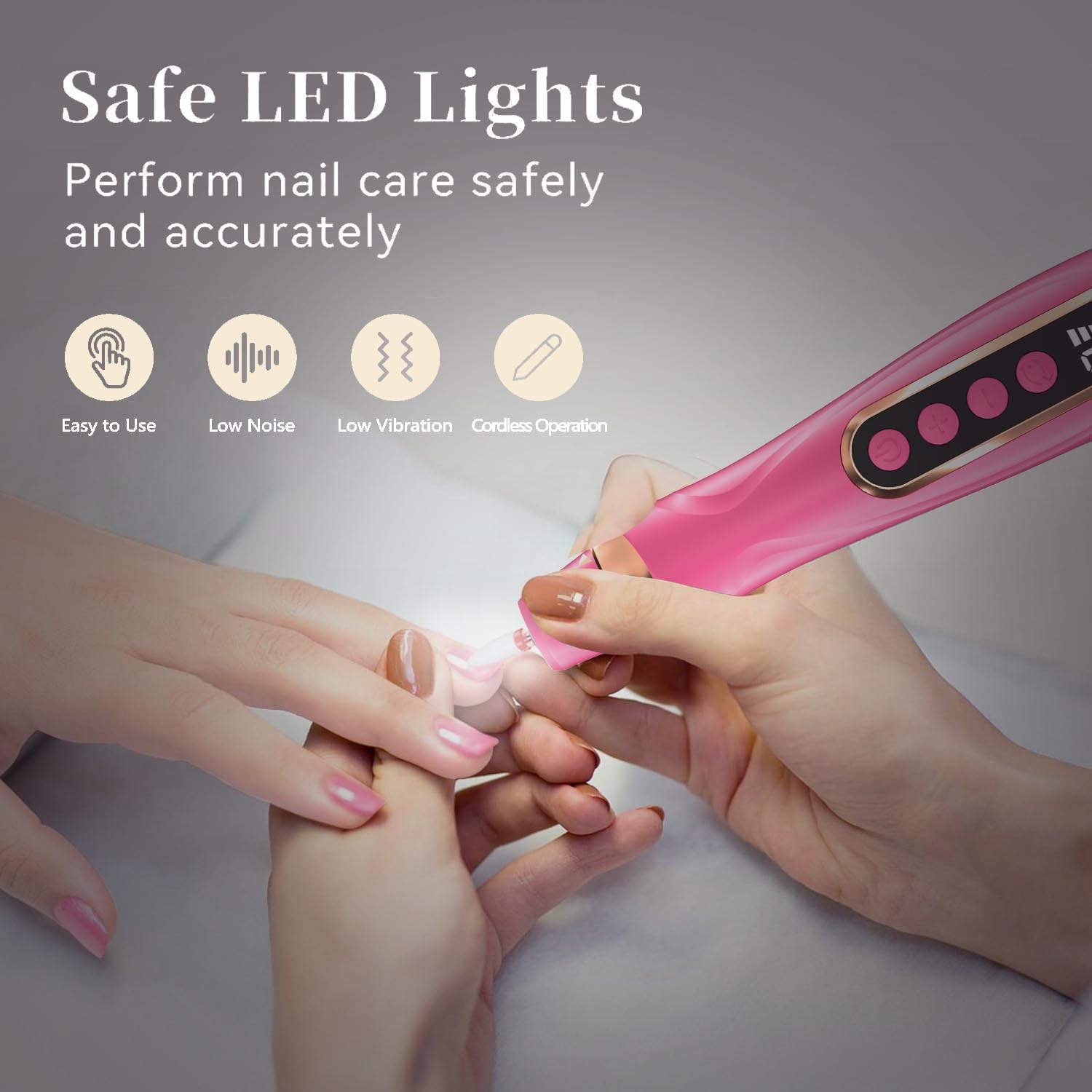 Professional Cordless Electric Nail Drill Kit - 6 Speed Manicure Pedicure Set for Thick Nails & Cuticle Care | Rechargeable Nail File Tool for Hand & Foot Care (Rose) | Perfect for Home Salon, DIY Nail Art & Professional Use