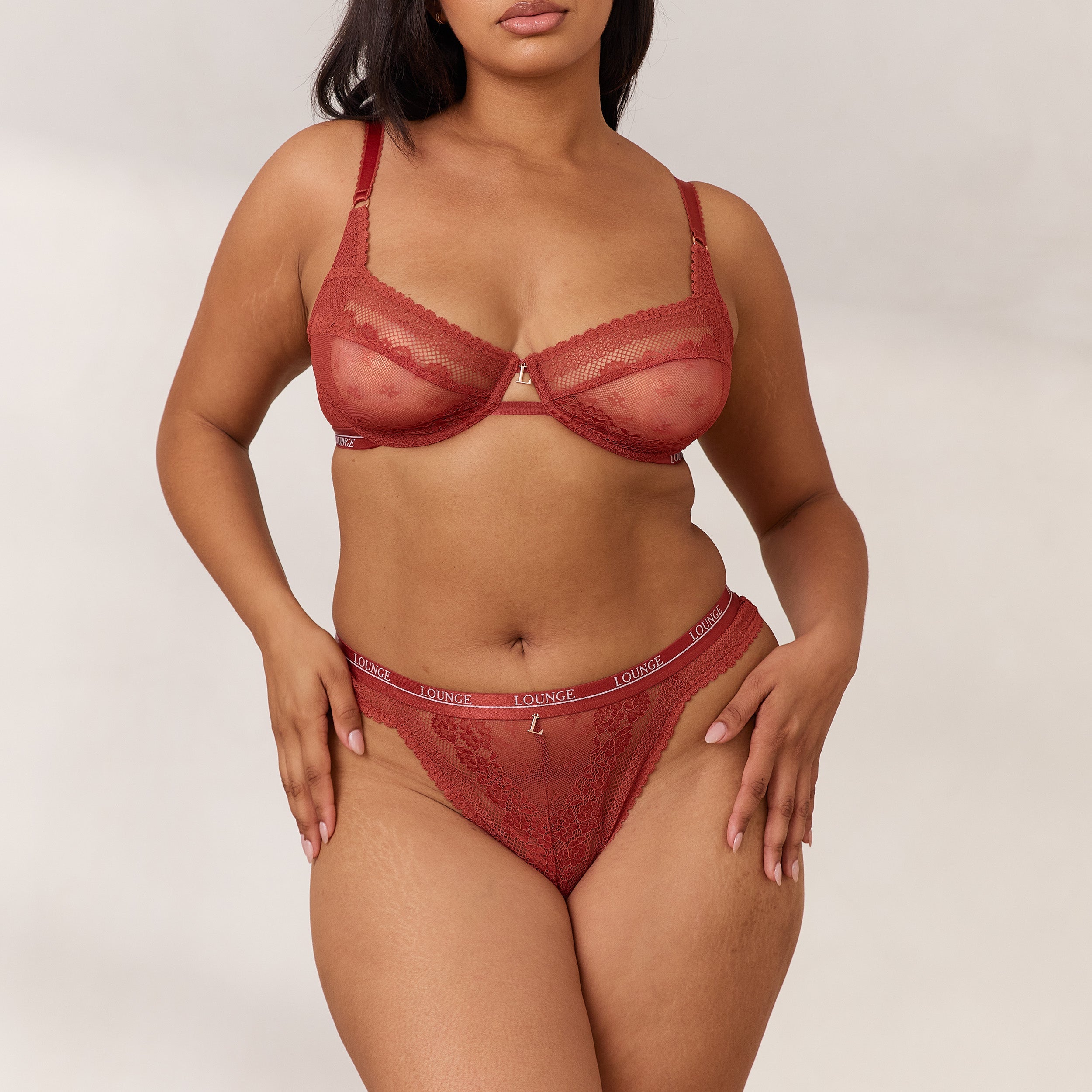 Liberty Balcony Bra - Burnt Red Lace Underwire Push Up Bra for Women, Comfortable & Sexy Lingerie for Date Night & Special Occasions