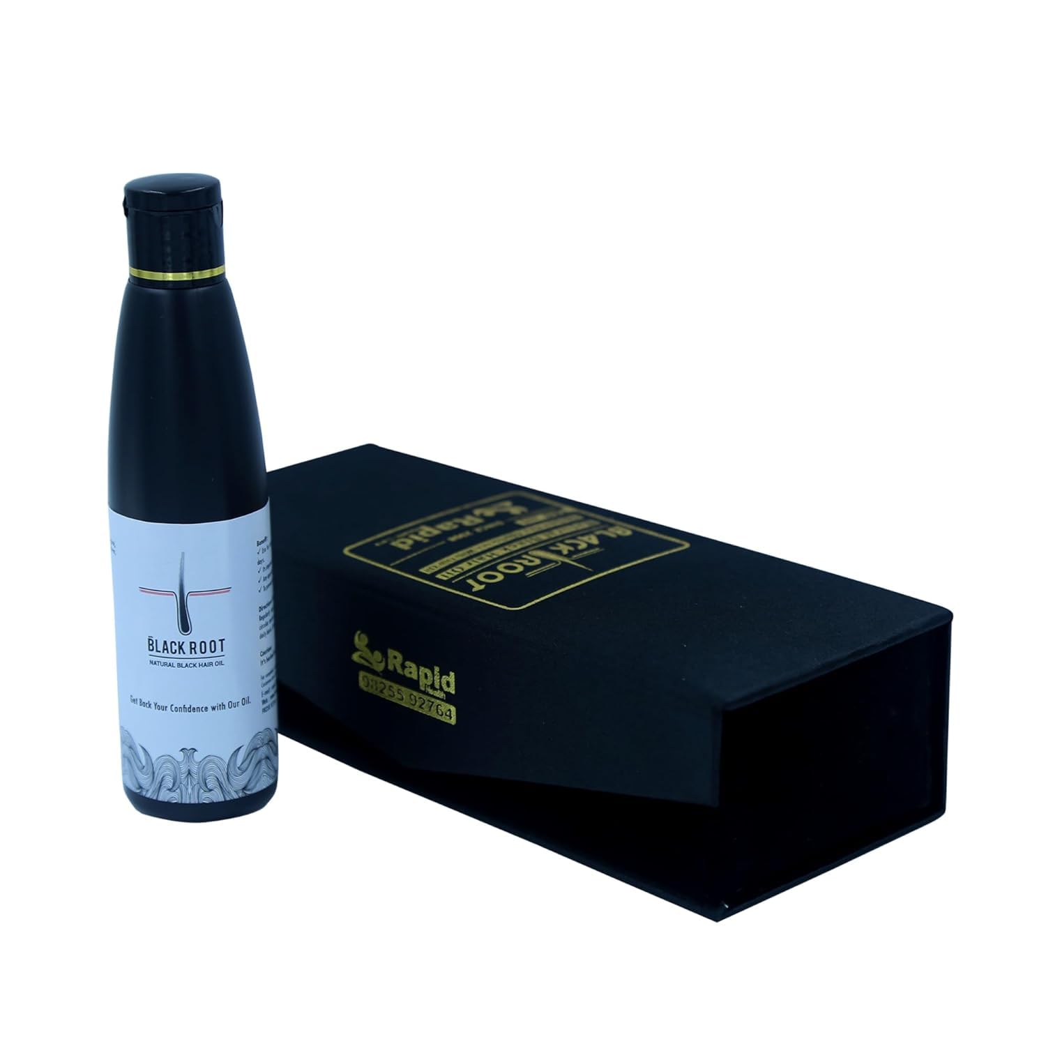 Natural Black Root Hair Oil 100ml with Free 100ml Shampoo - Promotes Hair Growth, Controls Hair Fall & Fights Dandruff - Organic Hair Care Treatment for Dry, Damaged Hair - Perfect for Daily Scalp Massage & Deep Conditioning