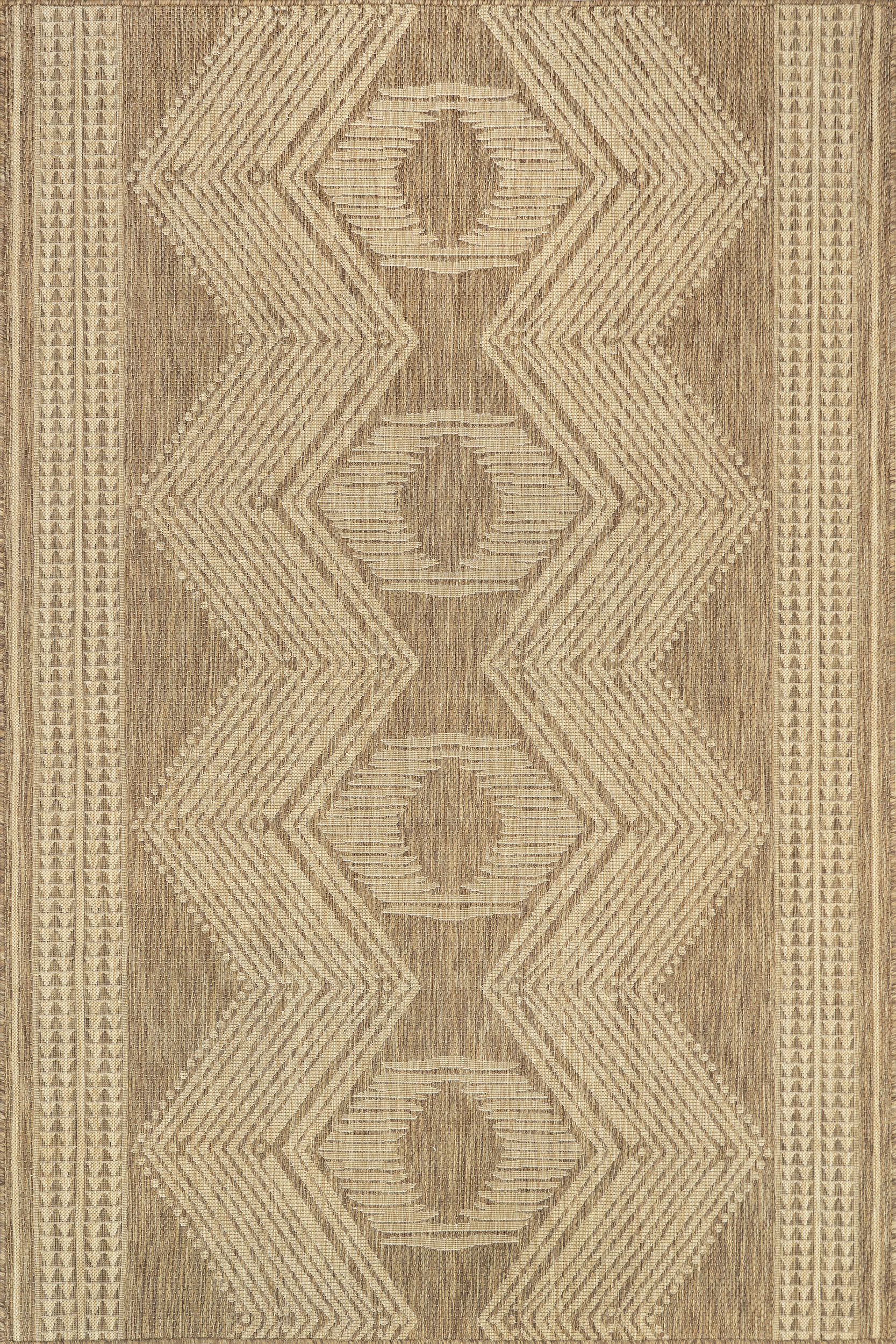 Stylish Iris Totem Flatweave Rug - Light Brown Indoor/Outdoor Bohemian Area Rug | Perfect for Living Room, Bedroom, or Patio Decor