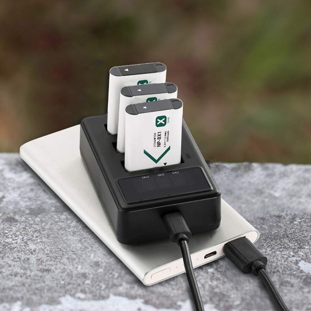 NP BX1 USB Charger - 3 Slot Portable Action Camera Battery Charger | Fast Charging Accessory for NP BX1 Cameras | Perfect for Travel, Outdoor Adventures & Vlogging