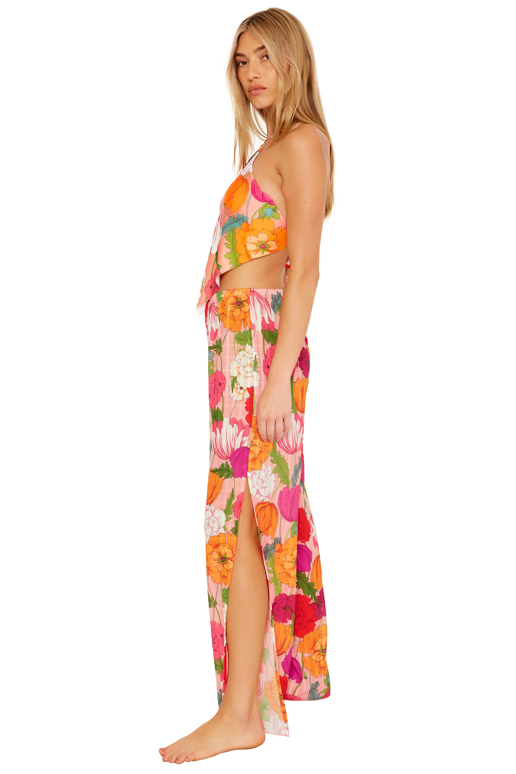 Trina Turk Women's Sunny Bloom Slit Pants - Floral Print Beach Cover Up Pants | Perfect for Poolside, Resort Wear & Summer Vacation Outfits