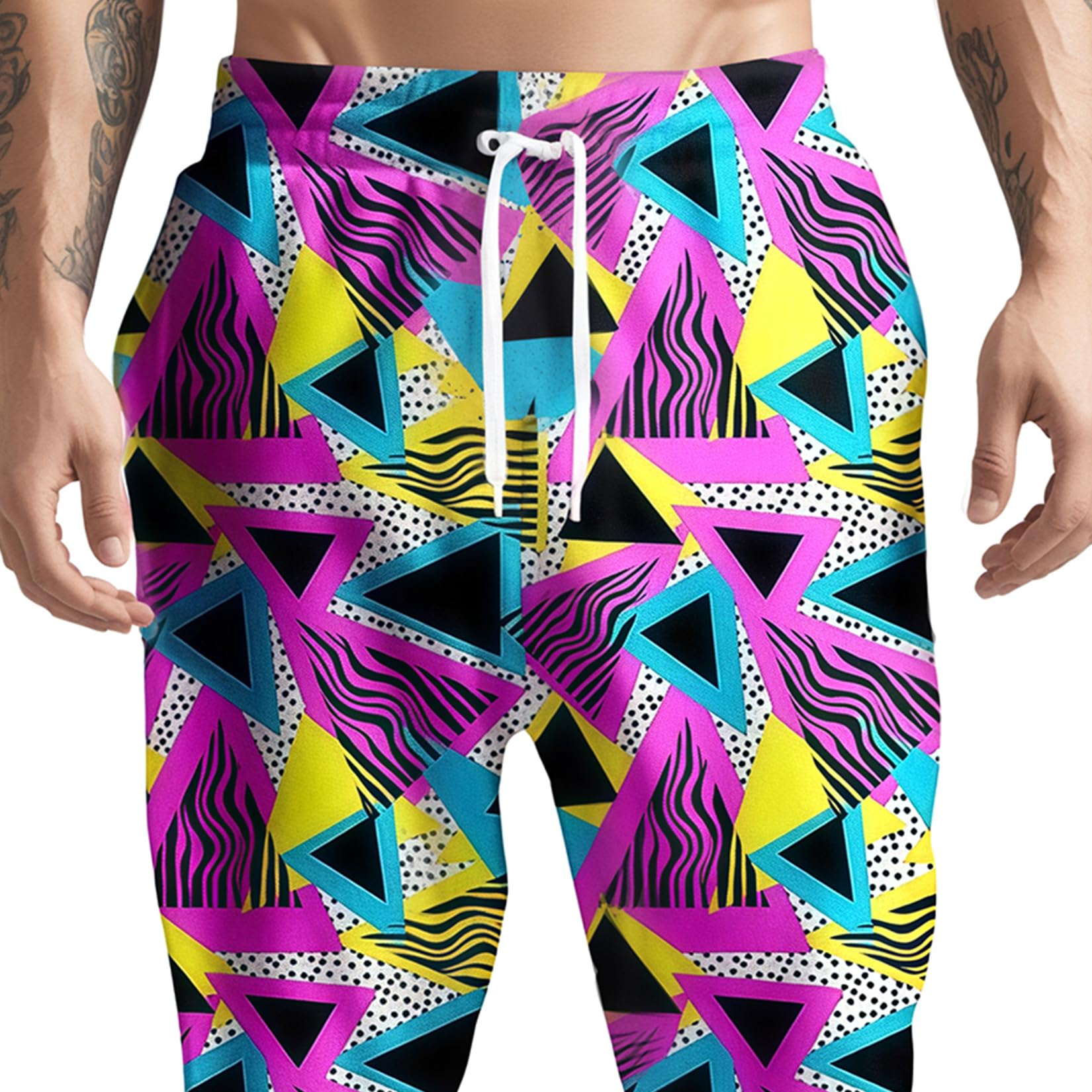 80s 90s Retro Men's Jogger Pants - Funny Printed Sweatpants for Workout, Running & Casual Wear | Athletic Track Pants with Pockets | Perfect for Gym, Lounge & Street Style
