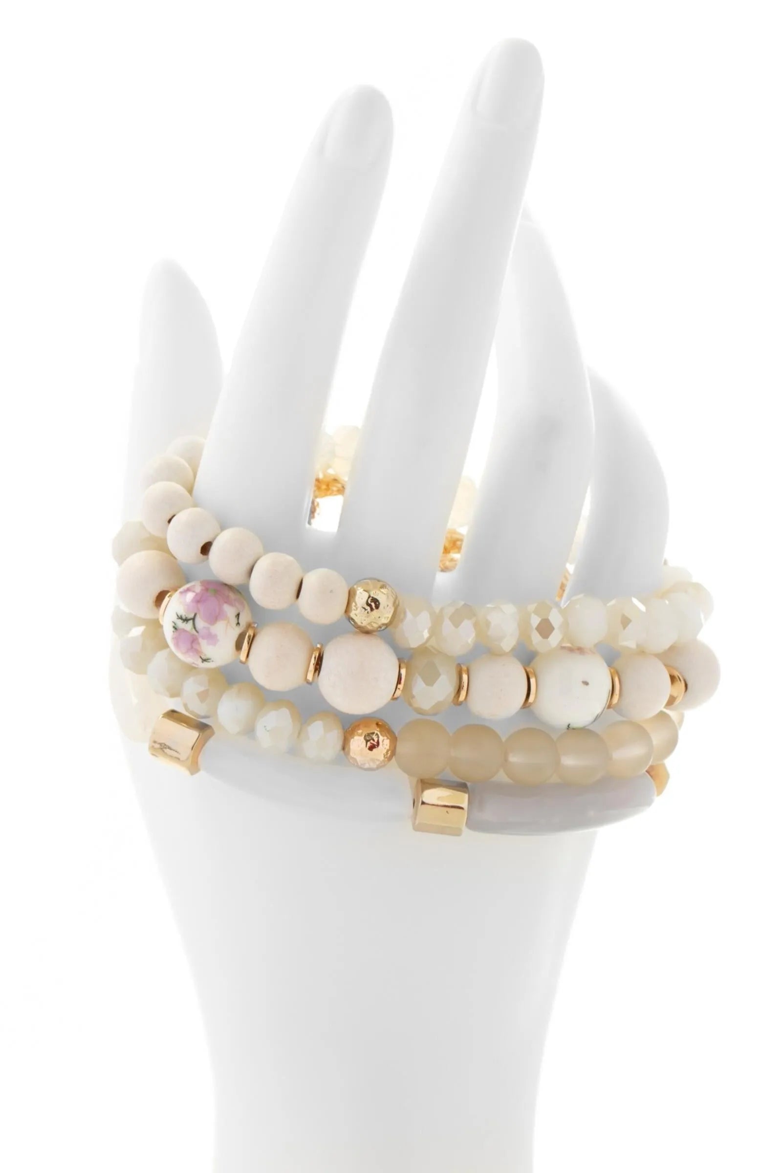 Beaded Wood Chain Link Bracelet Set for Women - Natural Wooden Bead Bracelets with Adjustable Chain - Boho Chic Jewelry for Casual Wear, Parties & Gifts