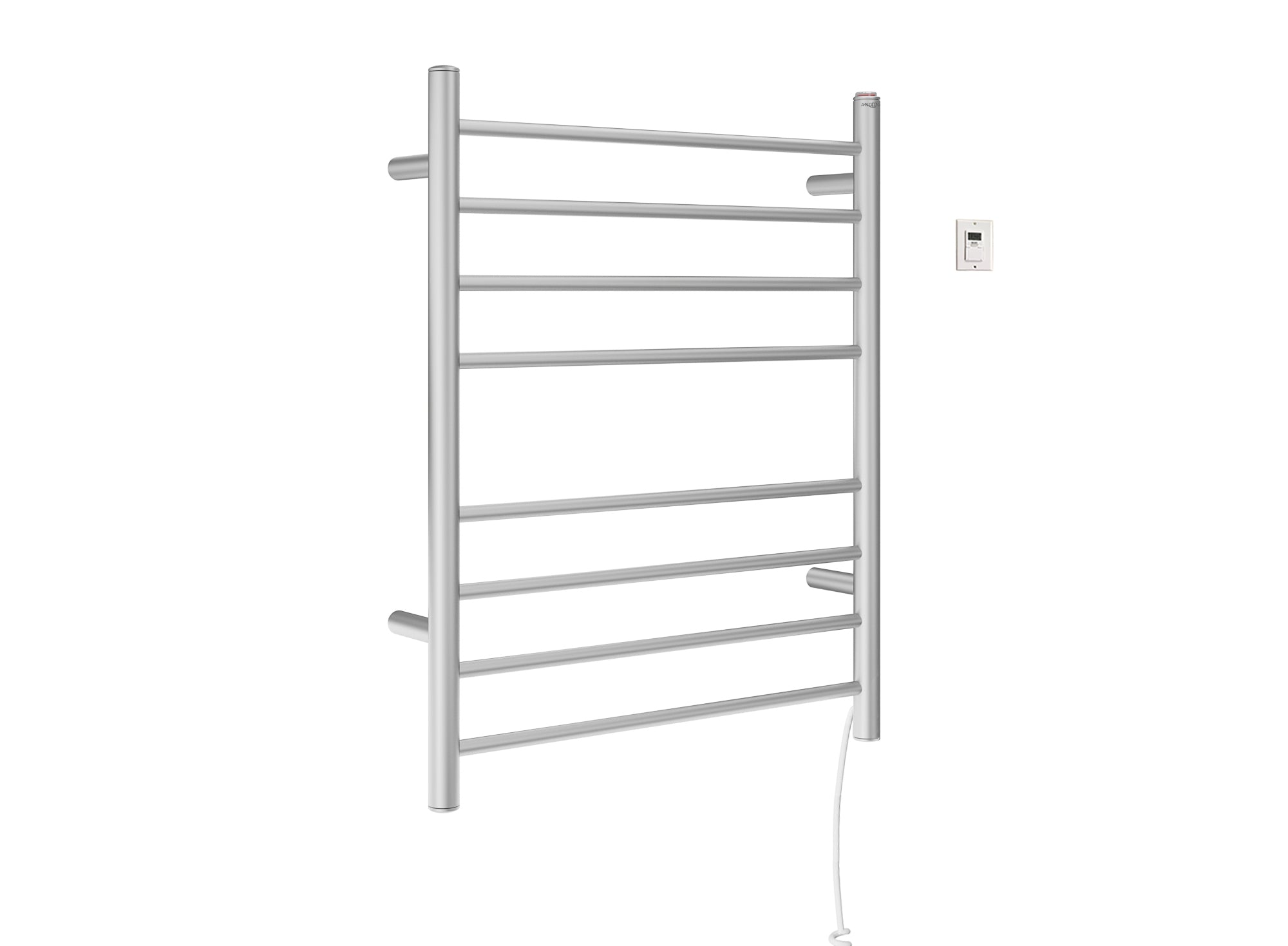 Premium 8-Bar Hardwired & Plug-in Towel Warmer - Brushed Stainless Steel with Digital Timer | Bathroom Luxury, Spa Experience, Hotel-Style Warm Towels for Home