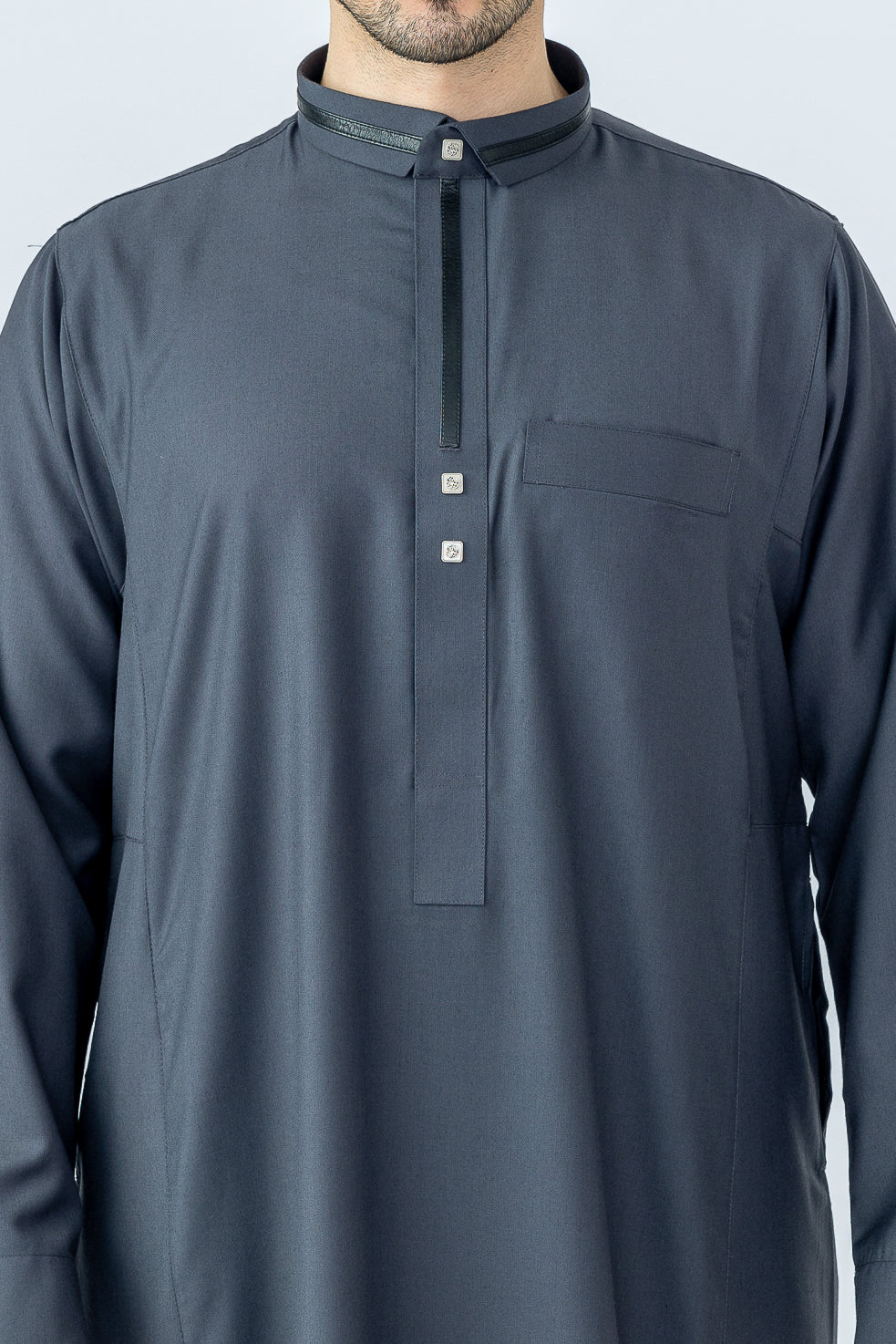 713 Charcoal Grey Thobe for Men - Traditional Islamic Robe with Comfortable Fit - Perfect for Prayer, Eid, and Special Occasions