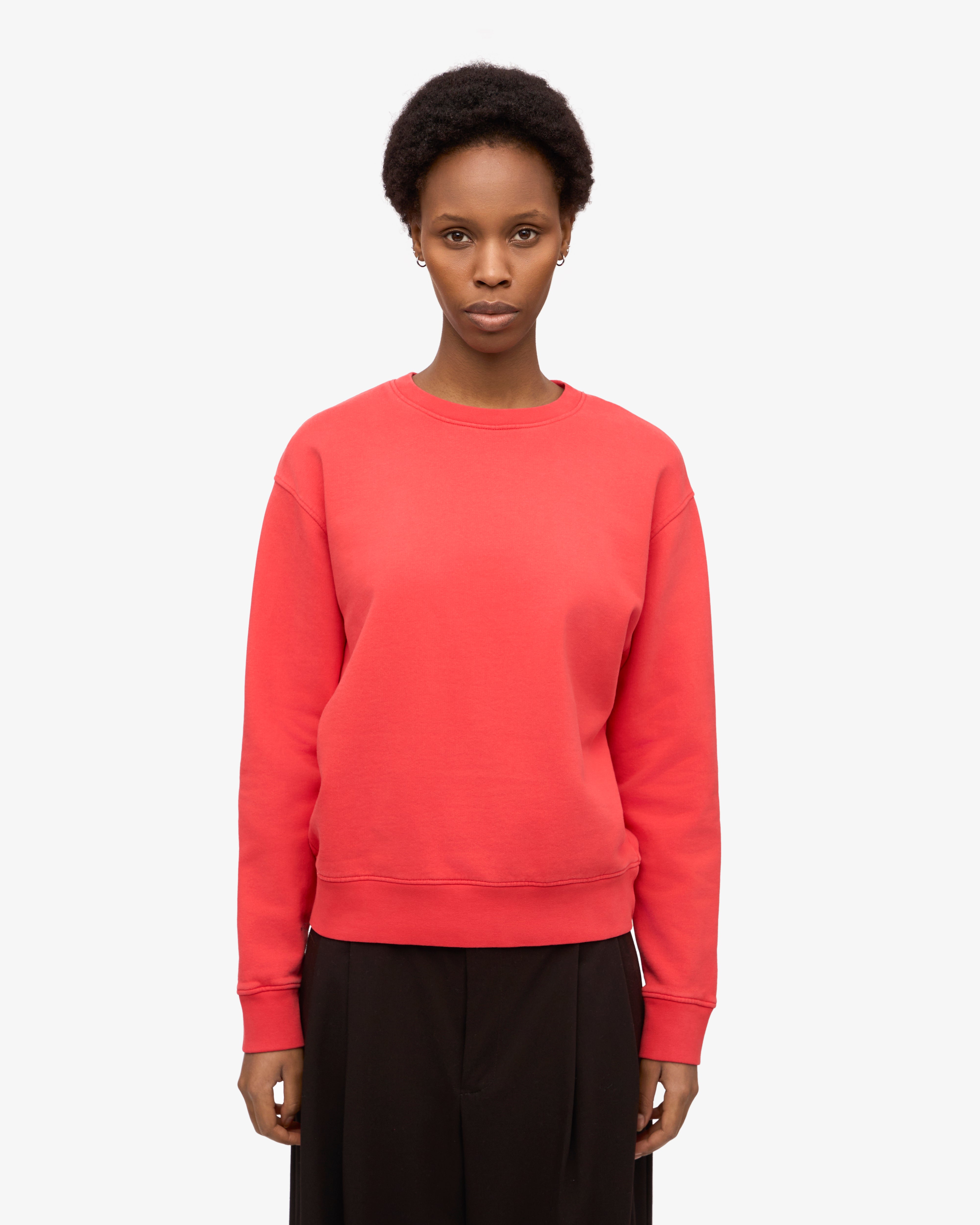 Organic Cotton Women's Classic Crew Neck T-Shirt - Red Tangerine Color for Casual Wear & Everyday Comfort