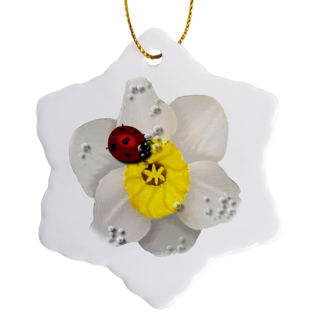 3D Rose ORN_17838_1 Daffodils and Ladybugs Wall Decor - Spring Floral Garden Art for Home, Bedroom, Living Room, Office - Perfect for Easter, Mother's Day Gifts & Home Decoration