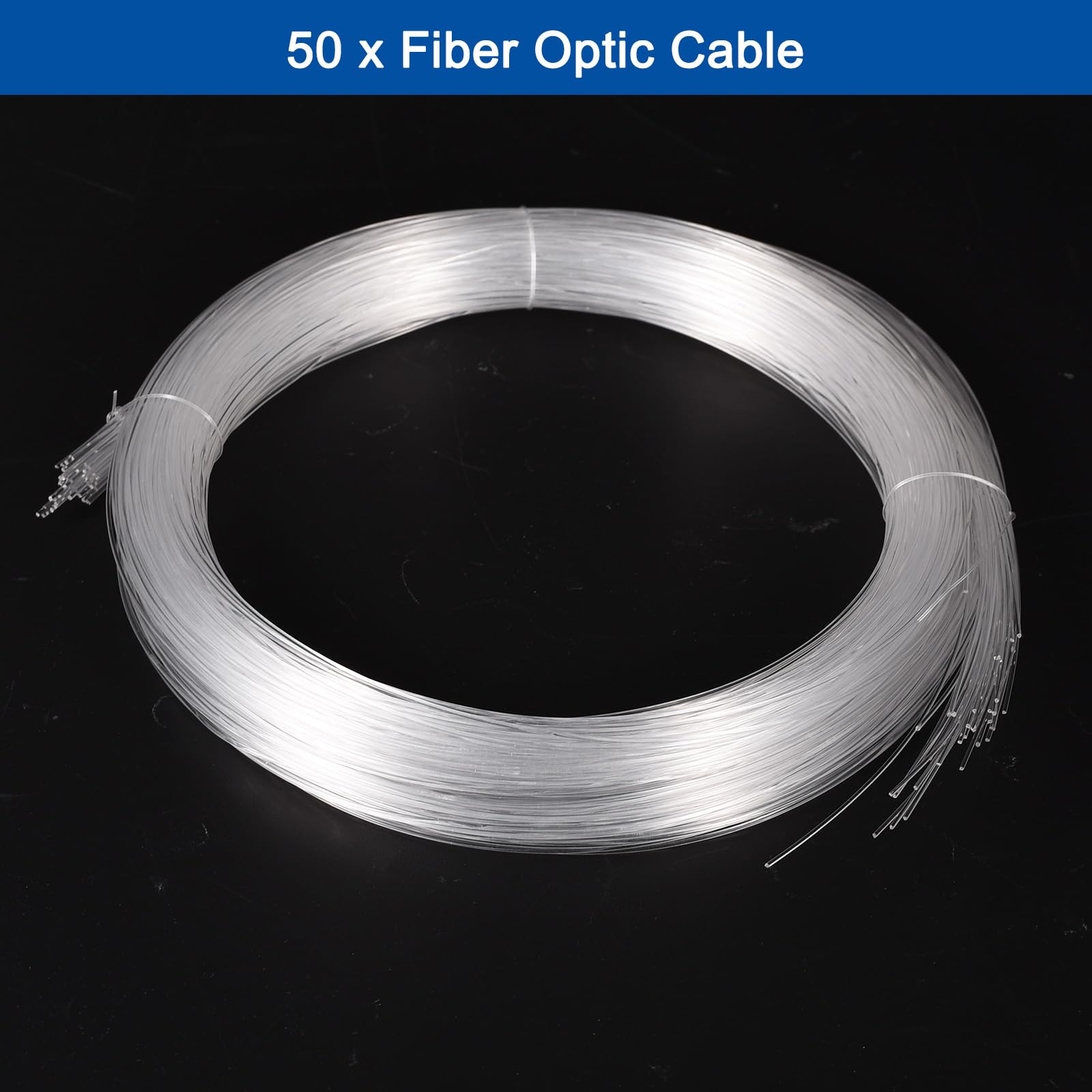 50Pcs 13ft PMMA Mixed Fiber Optic Cable Strands - 0.03 Inch Side Glow LED Light for Car Interior, Home Decoration, Star Ceiling & DIY Projects | Perfect for Bedroom, Party, Christmas & Atmosphere Lighting