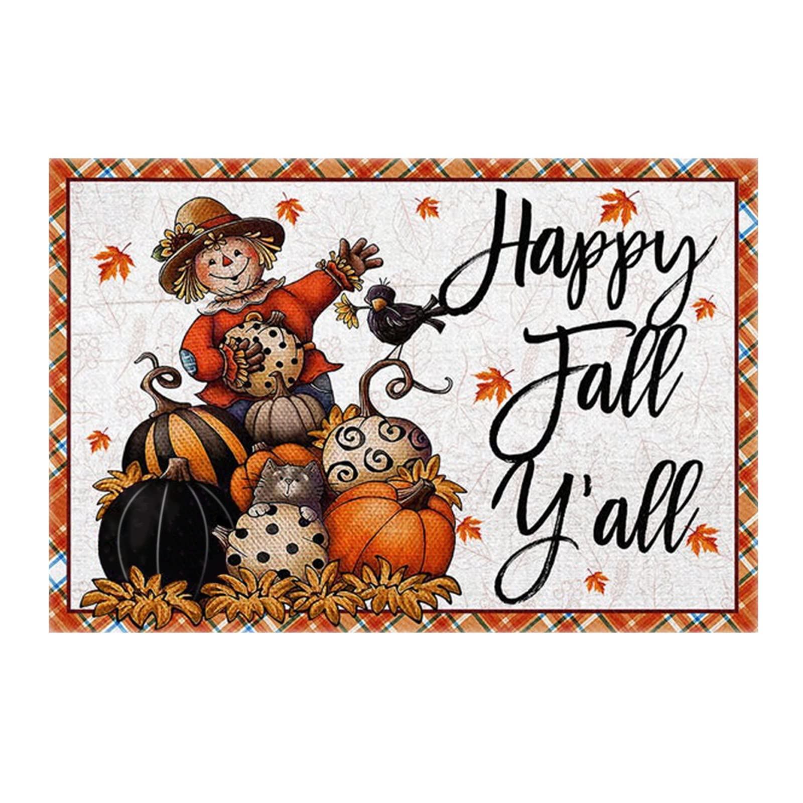 Thanksgiving Welcome Door Mat 24x16 Inch - Non-Slip Decorative Floor Mat for Entryway, Bathroom, Living Room - Perfect for Holiday Home Decor & Seasonal Greetings