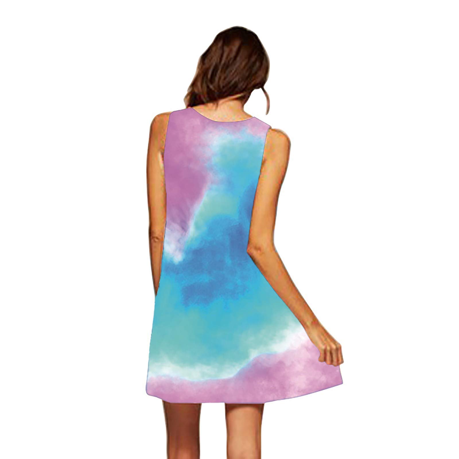 Women's Casual Sleeveless Round Neck Printed Midi Dress - Loose Fit Summer Black Dress for Beach, Vacation & Everyday Wear