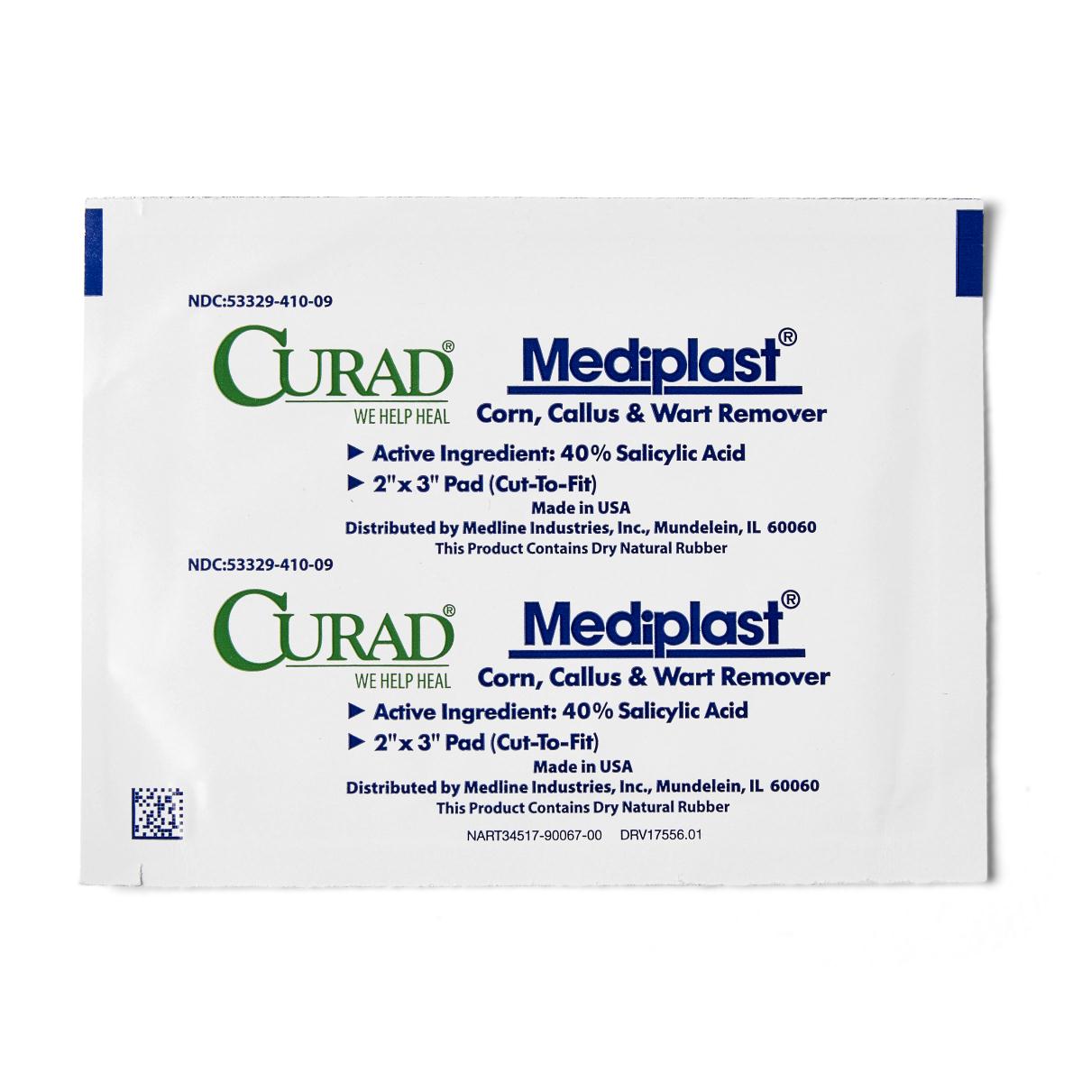 Curad MediPlast Corn, Callus & Wart Remover Pads - 25 Count Box | Fast Pain Relief for Feet & Hands | Perfect for Home Pedicures & Foot Care