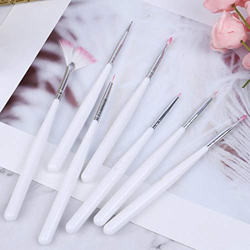 7PCS Professional Nail Art Brush Set - Dotting Pens, Manicure Brushes for Acrylic, UV Gel & Nail Polish - White Nail Design Tools Kit for Salon & Home Use