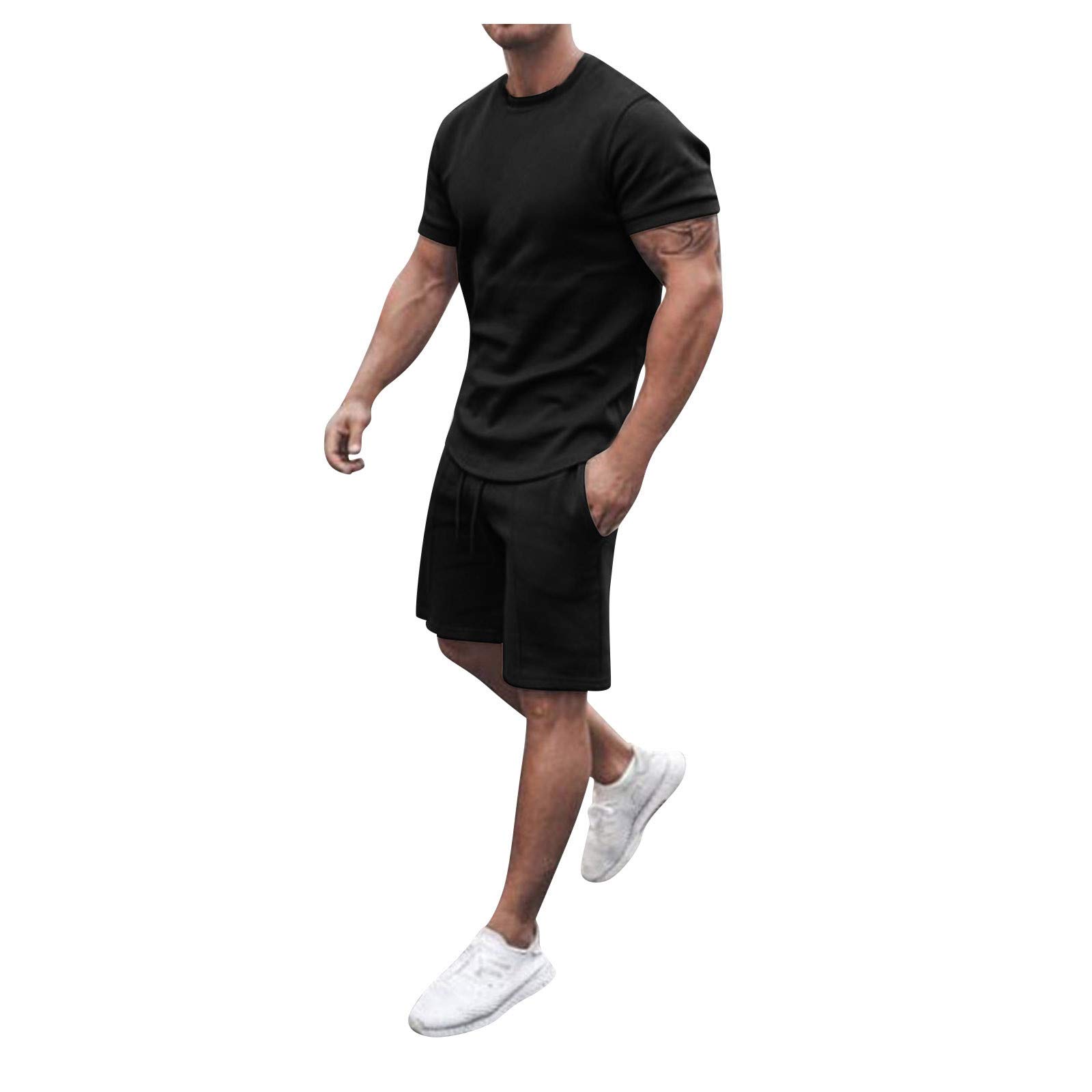 CHENQ Men's 2-Piece Summer Outfit - Breathable Short Sleeve Shirt & Comfortable Shorts Set for Beach, Vacation & Casual Wear | Lightweight Athletic Clothing for Outdoor Activities