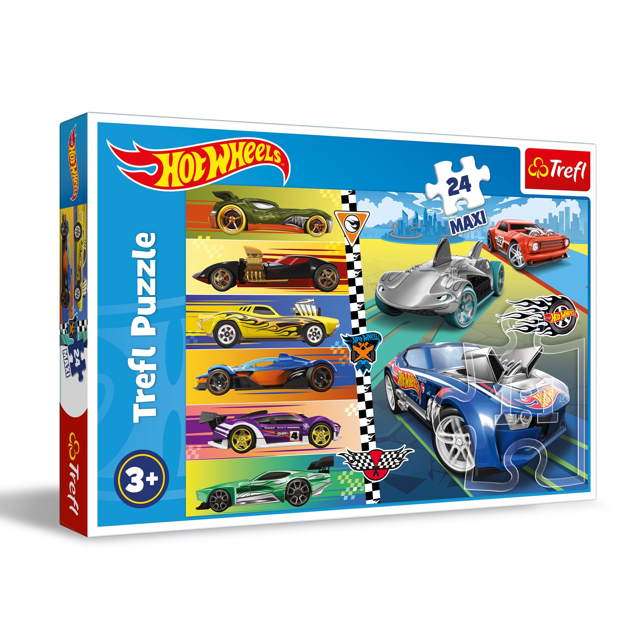Hot Wheels 24-Piece Maxi Puzzle Set with Iconic Cars - Large Colorful Puzzle Pieces for Kids Ages 3+ - Creative Fun & Educational Toy for Playtime, Birthday Gifts & Family Bonding Activities