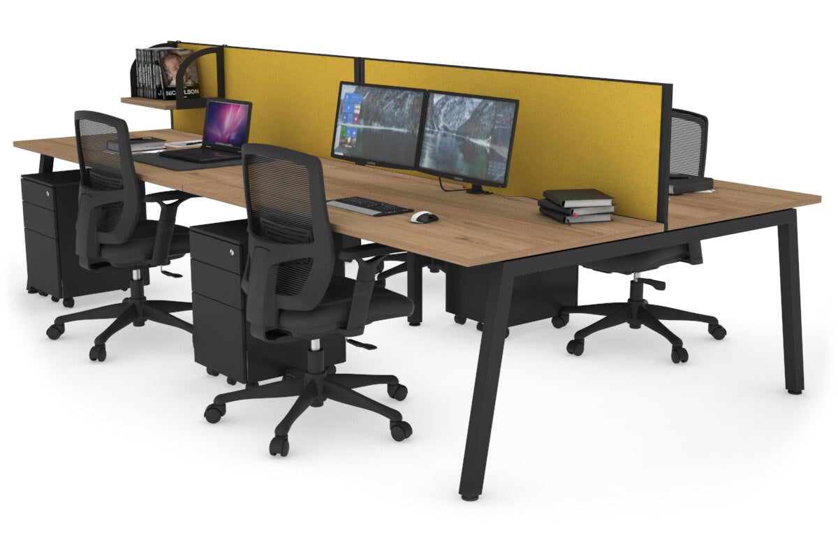 Quadro 4 Person Office Workstation - 1600L x 800W with Cable Management Scallop - Ideal for Team Collaboration & Open Office Workspaces