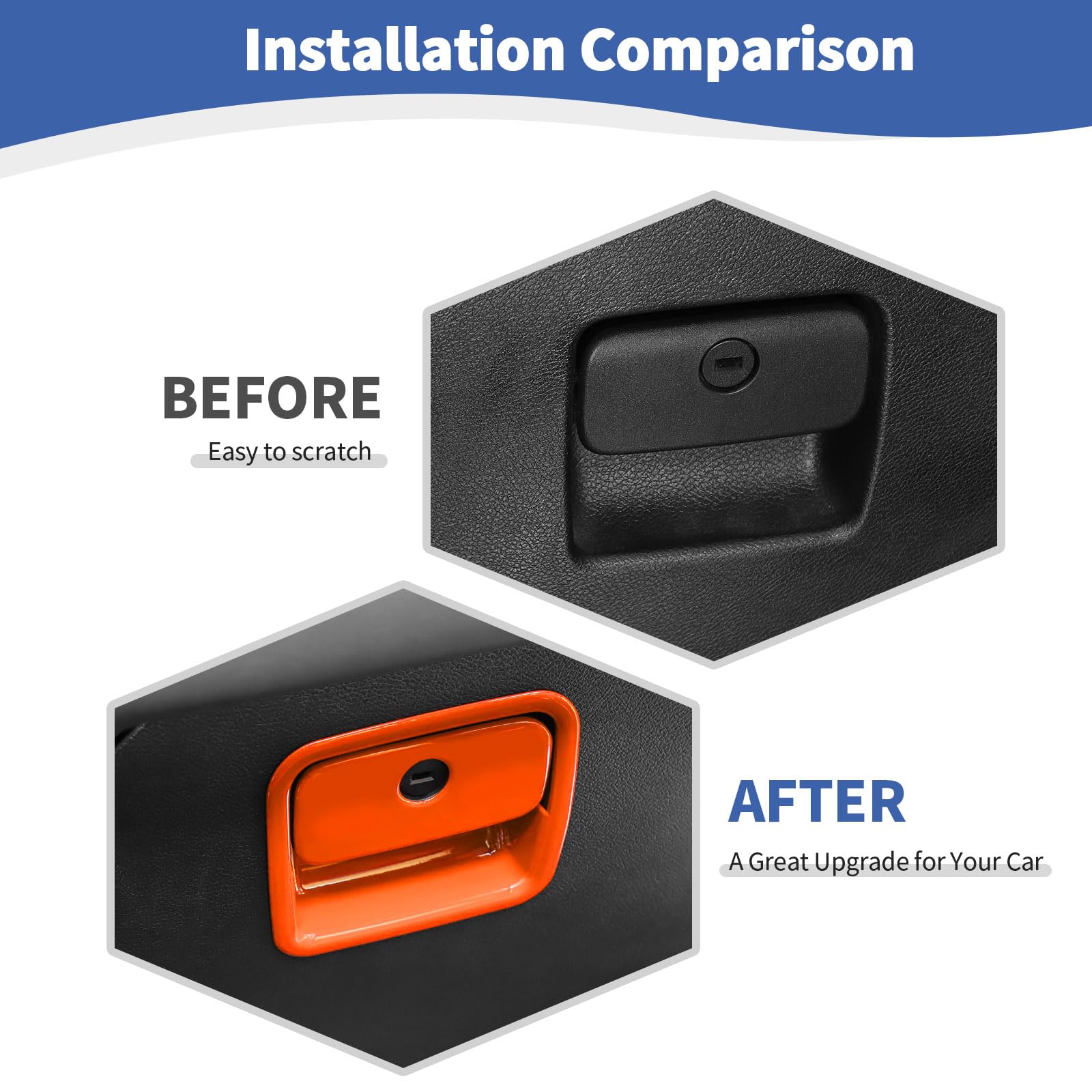 Jeep Wrangler JL & Gladiator JT Glove Box Latch Handle Cover (2018-2023) | Orange Interior Accessories | Durable ABS Plastic Trim | Easy Installation | Perfect for Off-Roading & Daily Commuting