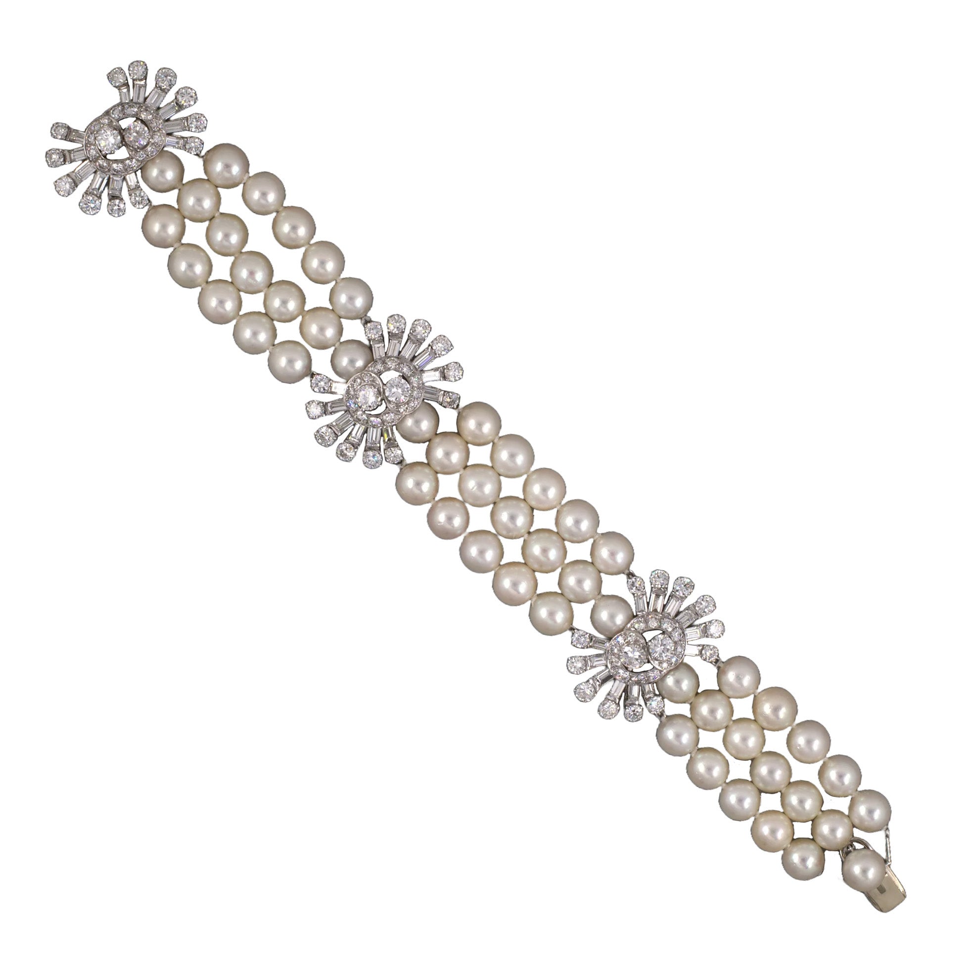 Luxury White Akoya Pearl & Diamond Bracelet for Women - 14K Gold Plated Elegant Jewelry Gift for Wedding, Anniversary & Special Occasions