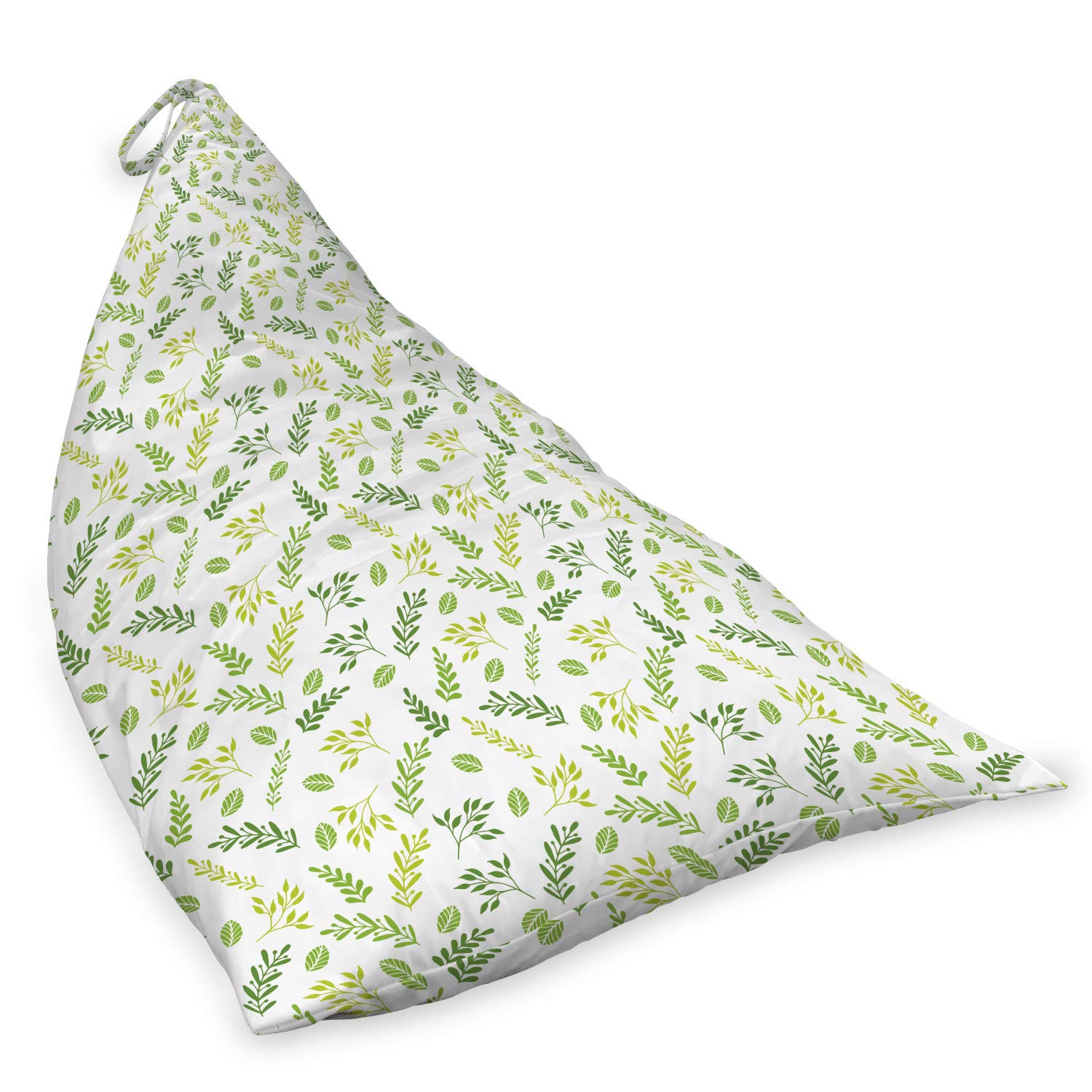 Ambesonne Botanical Lounger Chair Storage Bag - Large Capacity Leaf Print Organizer with Handles for Patio, Beach & Camping | Fern Green & White Laurel Foliage Design | Perfect for Outdoor Furniture Covers, Blanket Storage & Picnic Gear