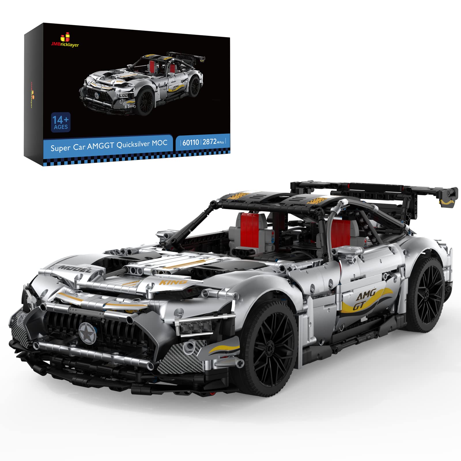 JMBricklayer 1:8 Scale MOC Super Car Building Kit for Adults & Teens - 2872 Piece Model Car Set with Shock-Absorbing Springs | Challenging DIY Construction Toy Project | Perfect Gift for Car Enthusiasts & Hobbyists | Great for Home Decoration, STEM Learning & Collector's Display