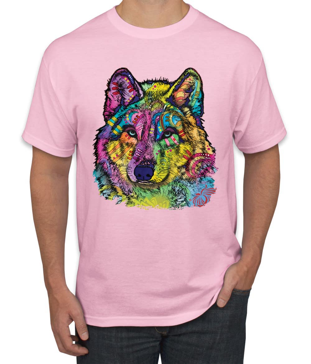 Dean Russo Art Men's Graphic T-Shirt - Colorful Majestic Neon Arctic Wolf Design | Casual Wear, Street Style & Art Lover Gift