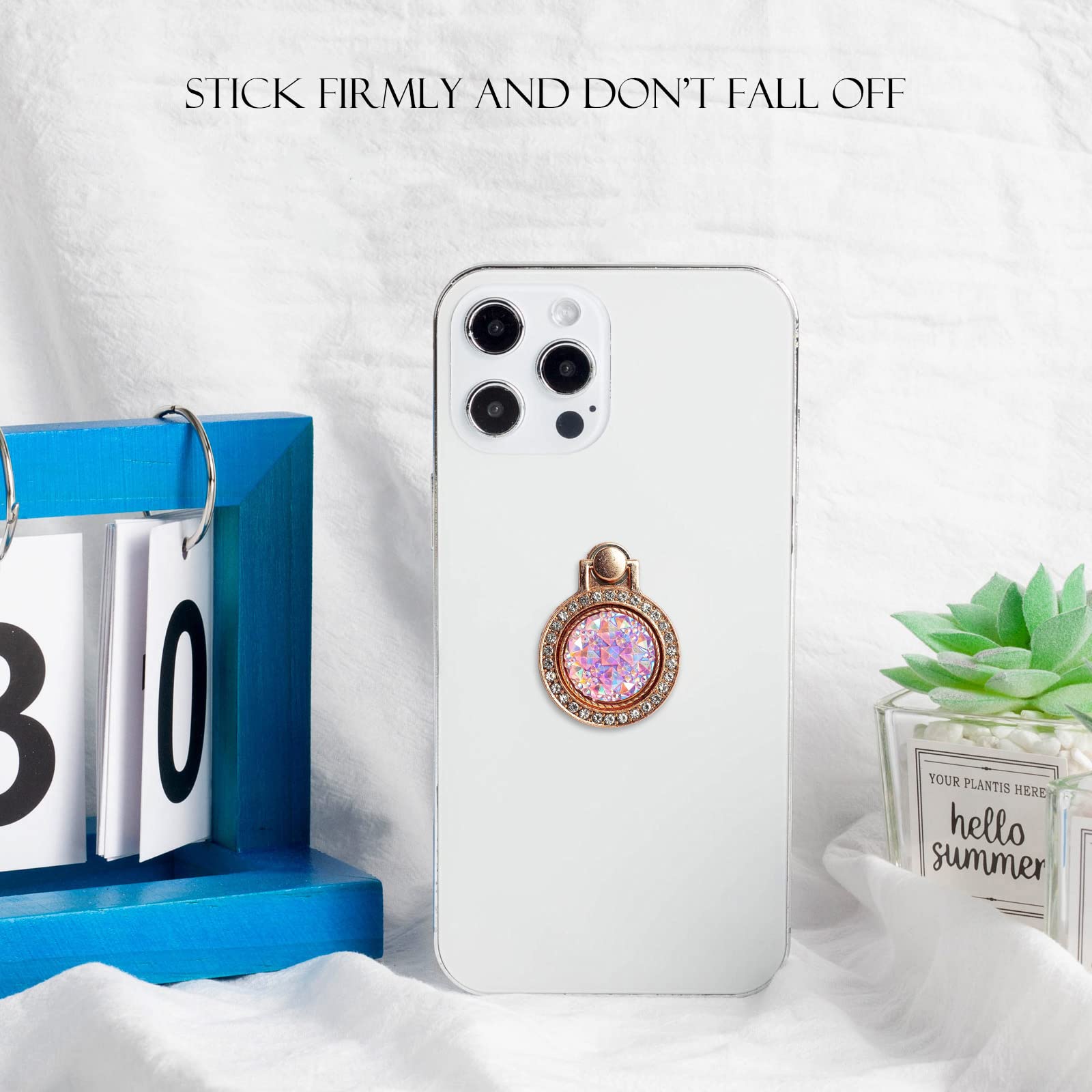 2 Pack Sparkling Gemstone Phone Ring Holder - Bling Bling Rhinestone Grip Stand with Artificial Diamonds for Cell Phones & Tablets | Perfect for Secure Grip, Selfies, and Stylish Phone Accessorizing