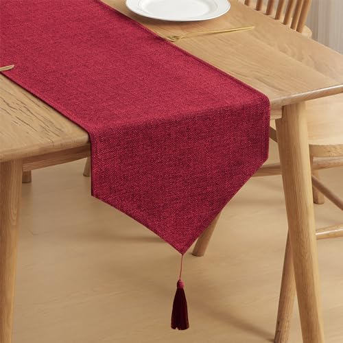 Ruby Red-faux Linen-tassels